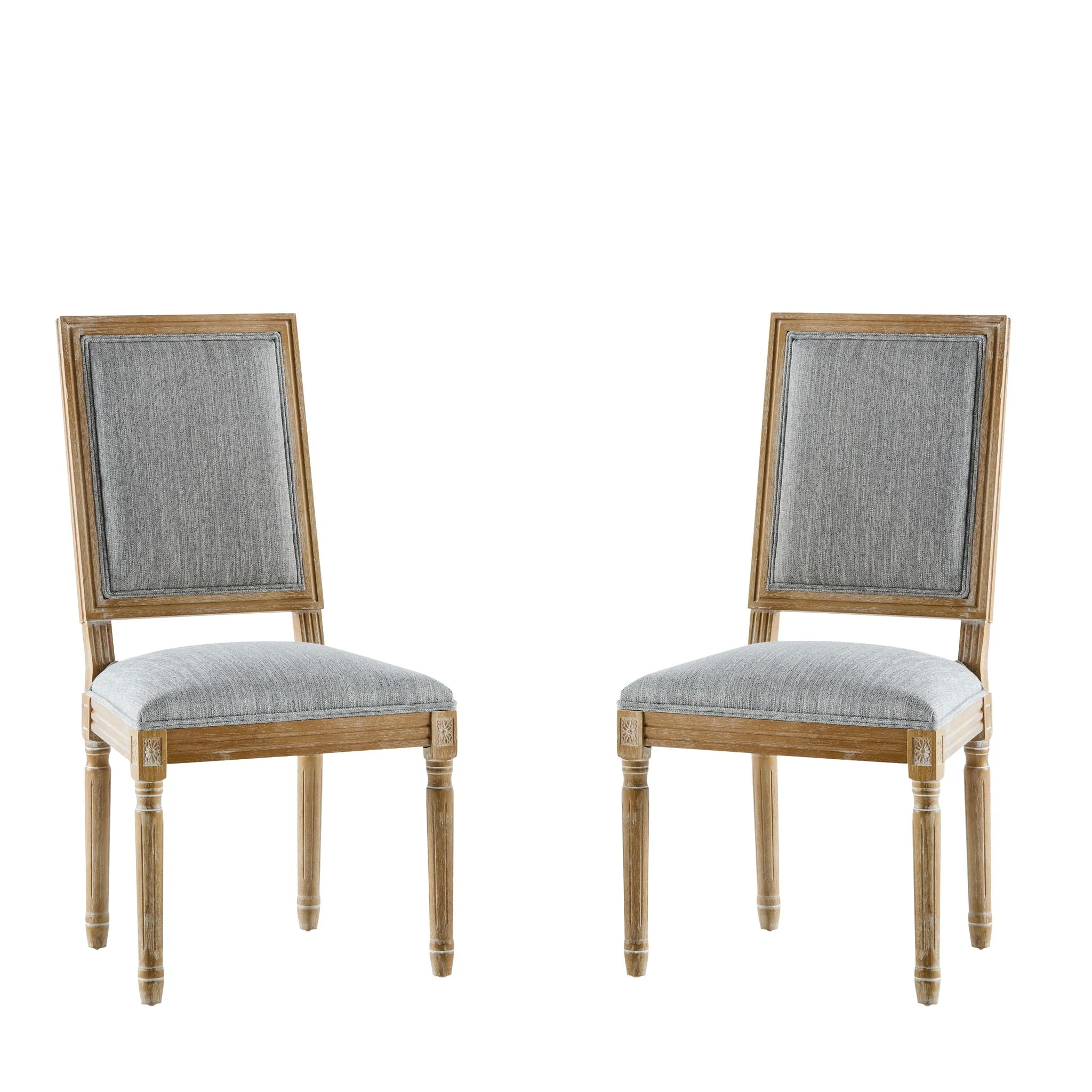 French Country Style Dining Chair With Upholstered Seating And Fluted Legs - Image 7