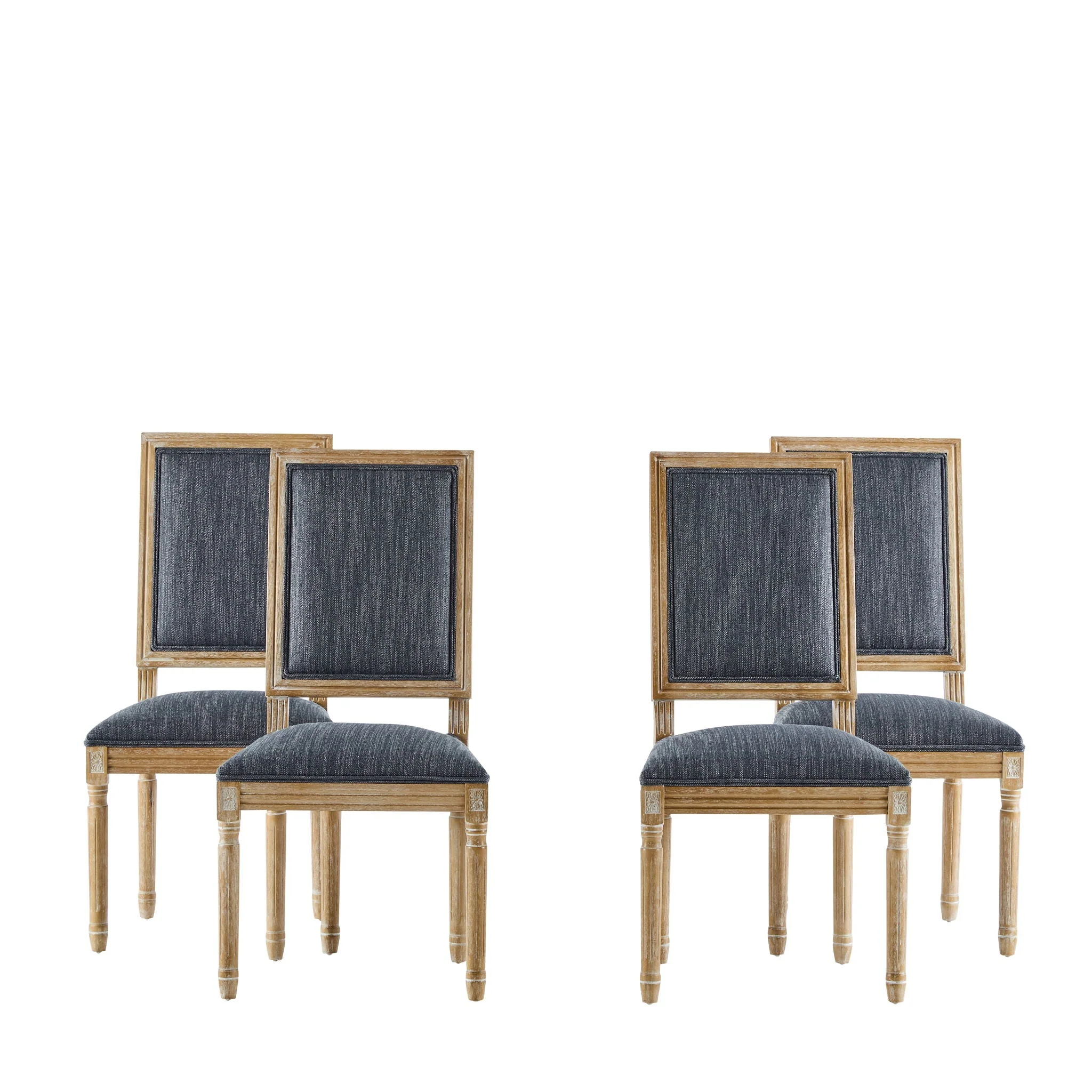 French Country Style Dining Chair With Upholstered Seating And Fluted Legs - Image 8