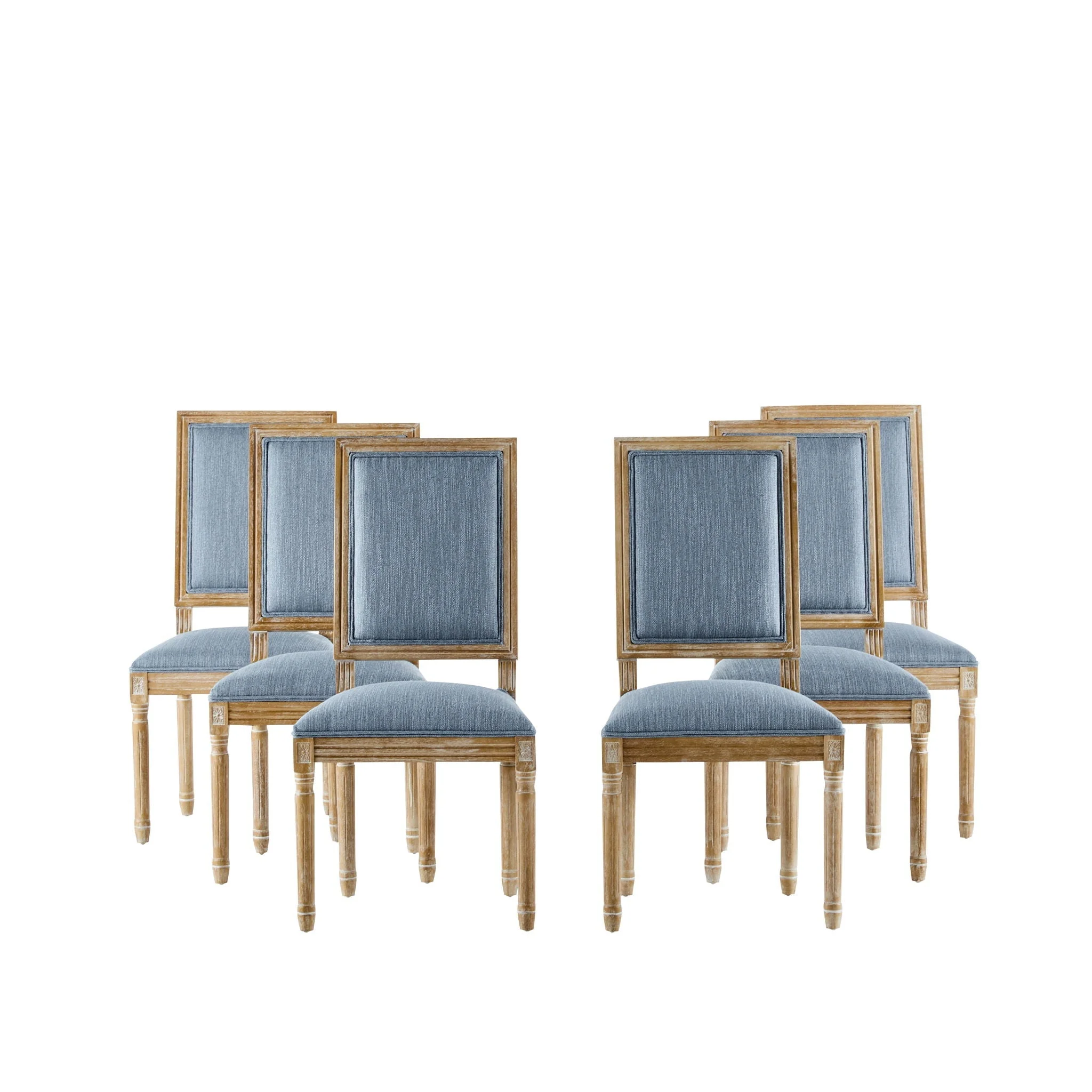 French Country Style Dining Chair With Upholstered Seating And Fluted Legs - Image 9
