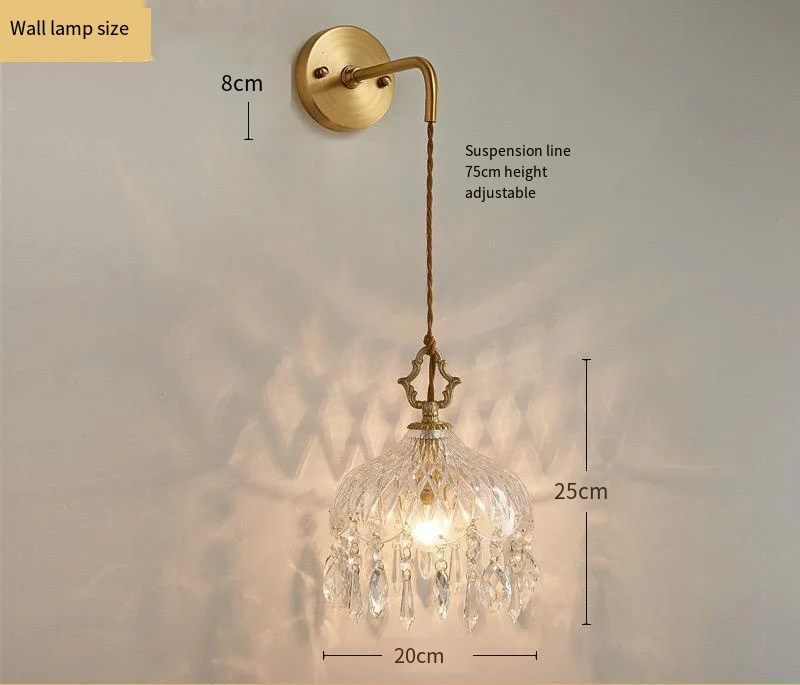 French Retro Glass Pendant Light LED Hanging Lamp Bedroom Bar Restaurant Decor - Image 10