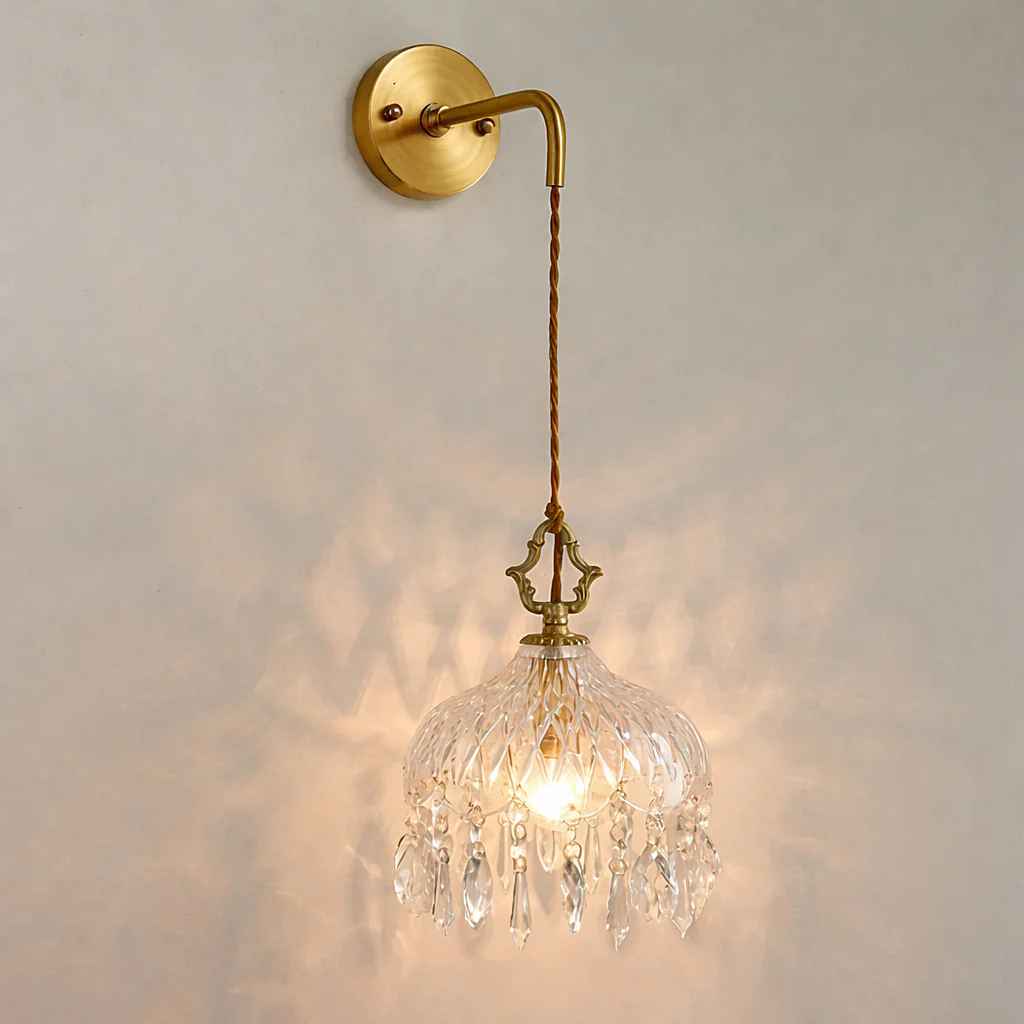 French Retro Glass Pendant Light LED Hanging Lamp Bedroom Bar Restaurant Decor - Image 11