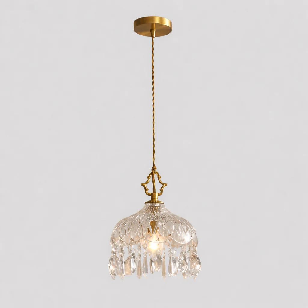 French Retro Glass Pendant Light LED Hanging Lamp Bedroom Bar Restaurant Decor - Image 13
