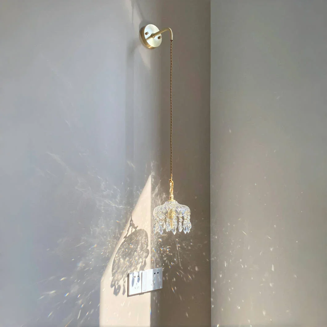 French Retro Glass Pendant Light LED Hanging Lamp Bedroom Bar Restaurant Decor - Image 4