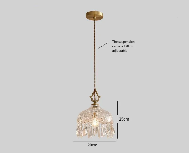 French Retro Glass Pendant Light LED Hanging Lamp Bedroom Bar Restaurant Decor - Image 7