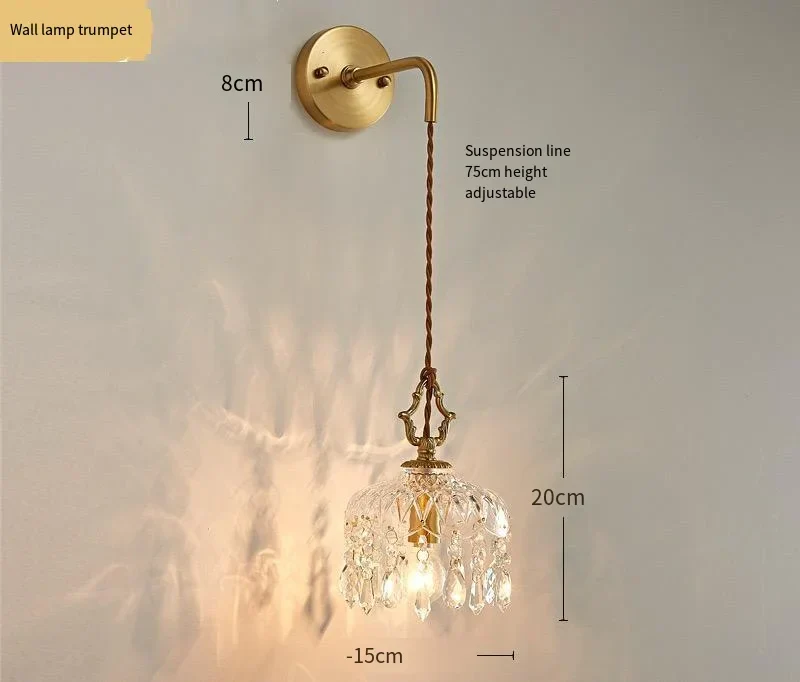 French Retro Glass Pendant Light LED Hanging Lamp Bedroom Bar Restaurant Decor - Image 8