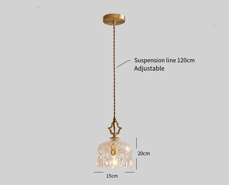 French Retro Glass Pendant Light LED Hanging Lamp Bedroom Bar Restaurant Decor - Image 9