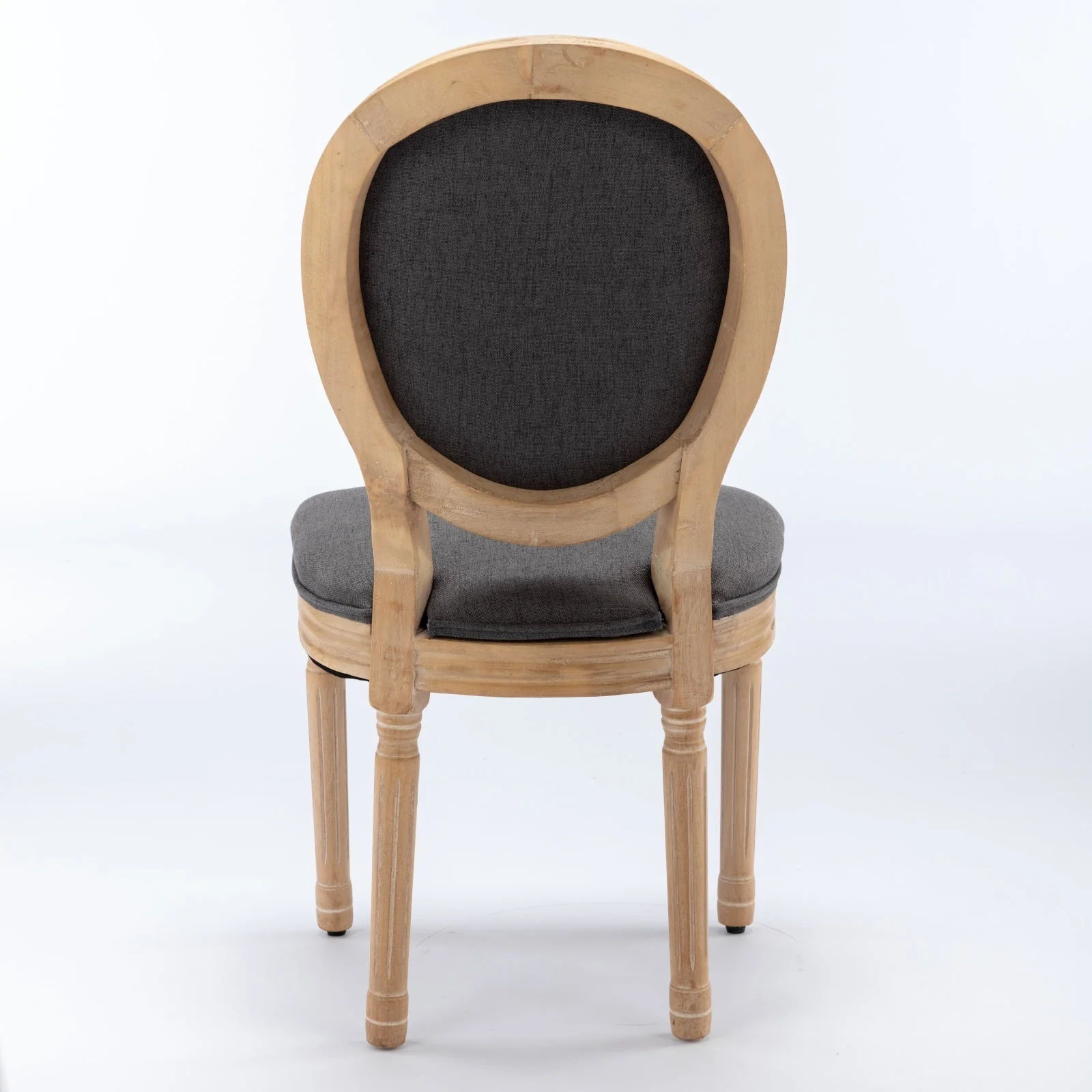 French Style Solid Wood Frame Antique Linen Dining Chair, Set of 2 - Image 6