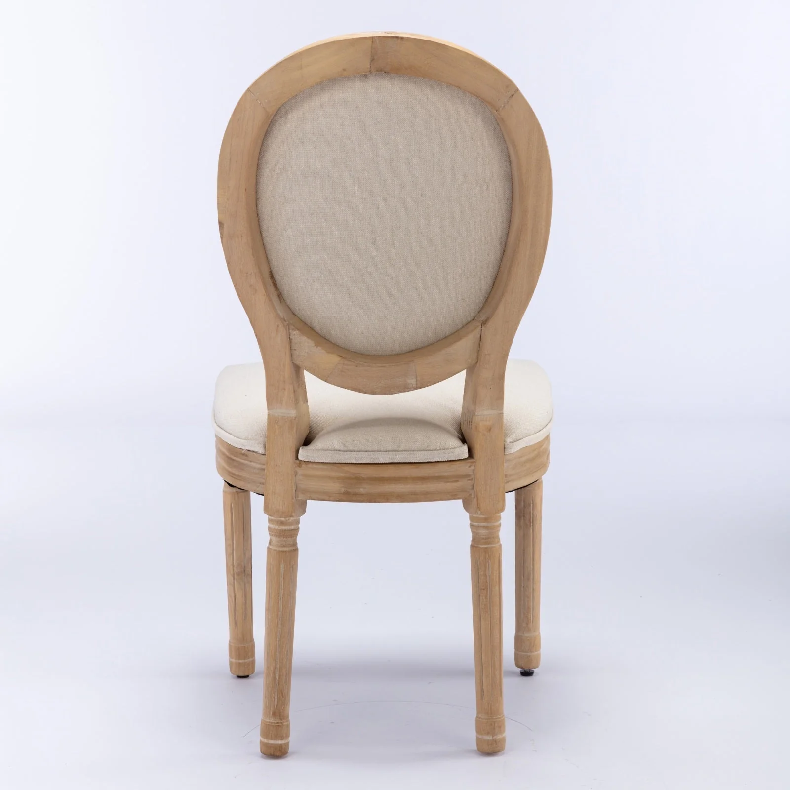 French Style Solid Wood Frame Linen Back Dining Chair Set of 2 - Image 6
