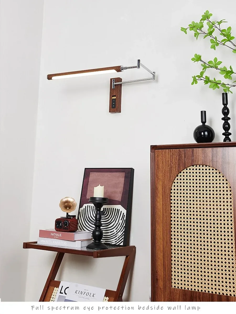 French Vintage Plug In Wall Sconce Adjustable Arm Bedside Reading Light - Image 4