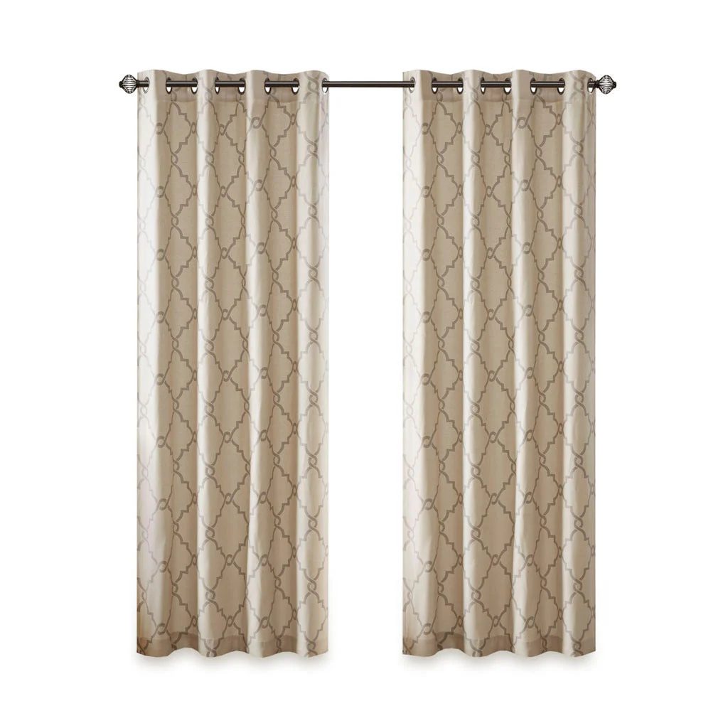 Fretwork Print Grommet Top Window Curtain Panel (One Panel) - Image 10