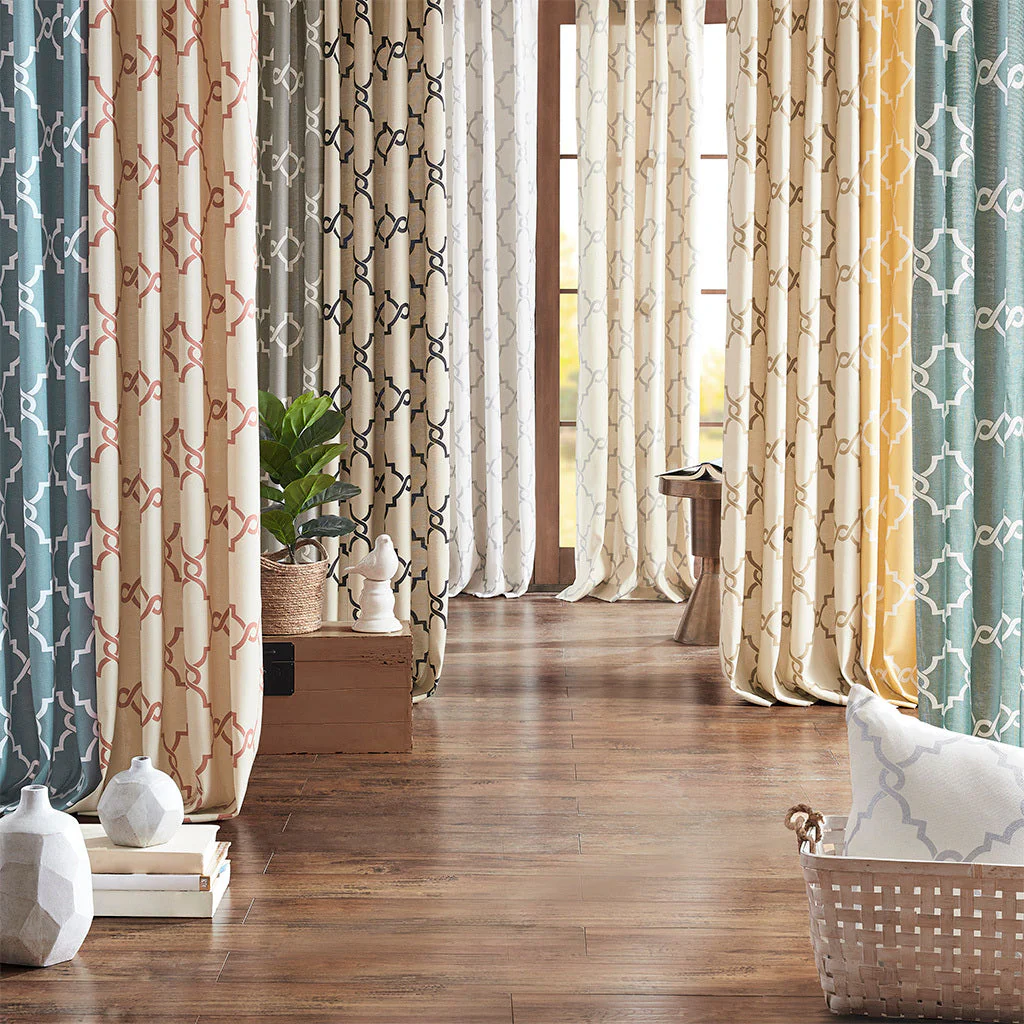 Fretwork Print Grommet Top Window Curtain Panel (One Panel) - Image 5