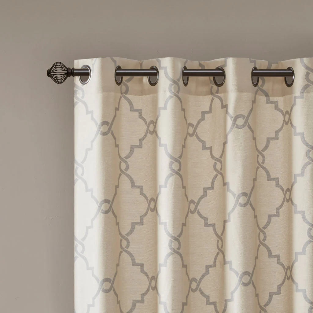 Fretwork Print Grommet Top Window Curtain Panel (One Panel) - Image 6
