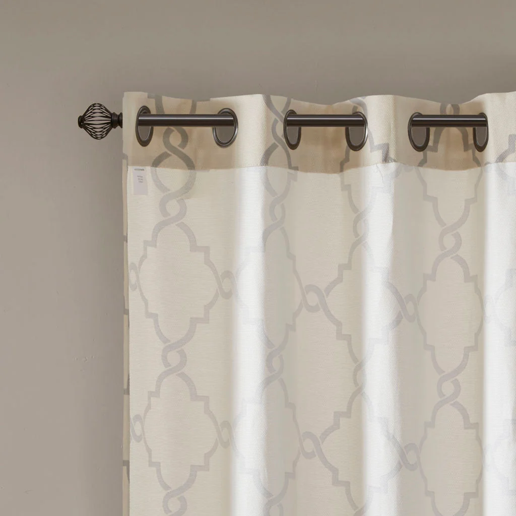 Fretwork Print Grommet Top Window Curtain Panel (One Panel) - Image 8