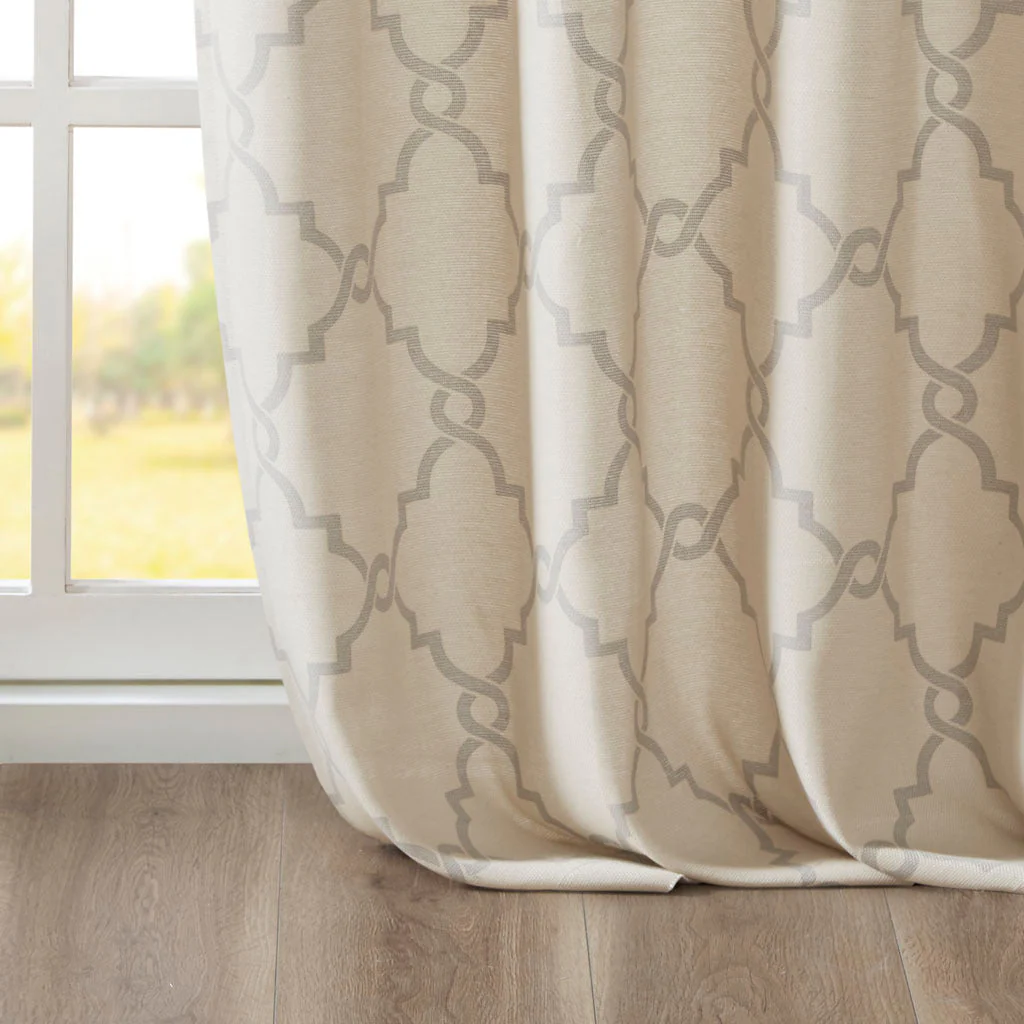 Fretwork Print Grommet Top Window Curtain Panel (One Panel) - Image 9