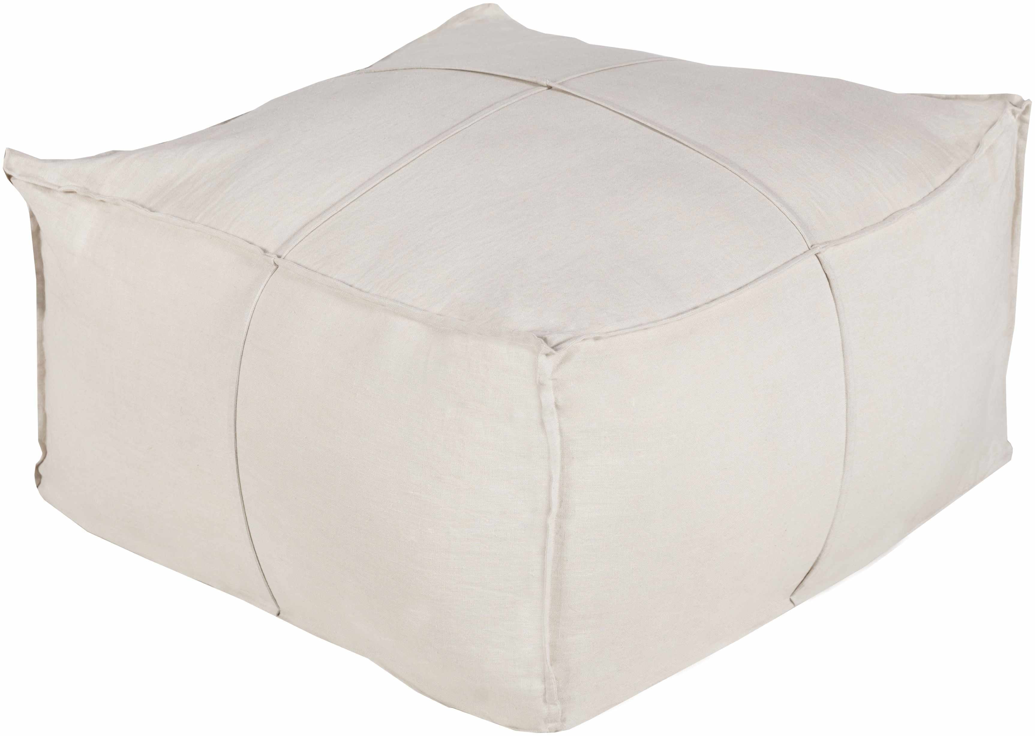 Friendsville Solid & Striped Ivory Pouf - Image 2