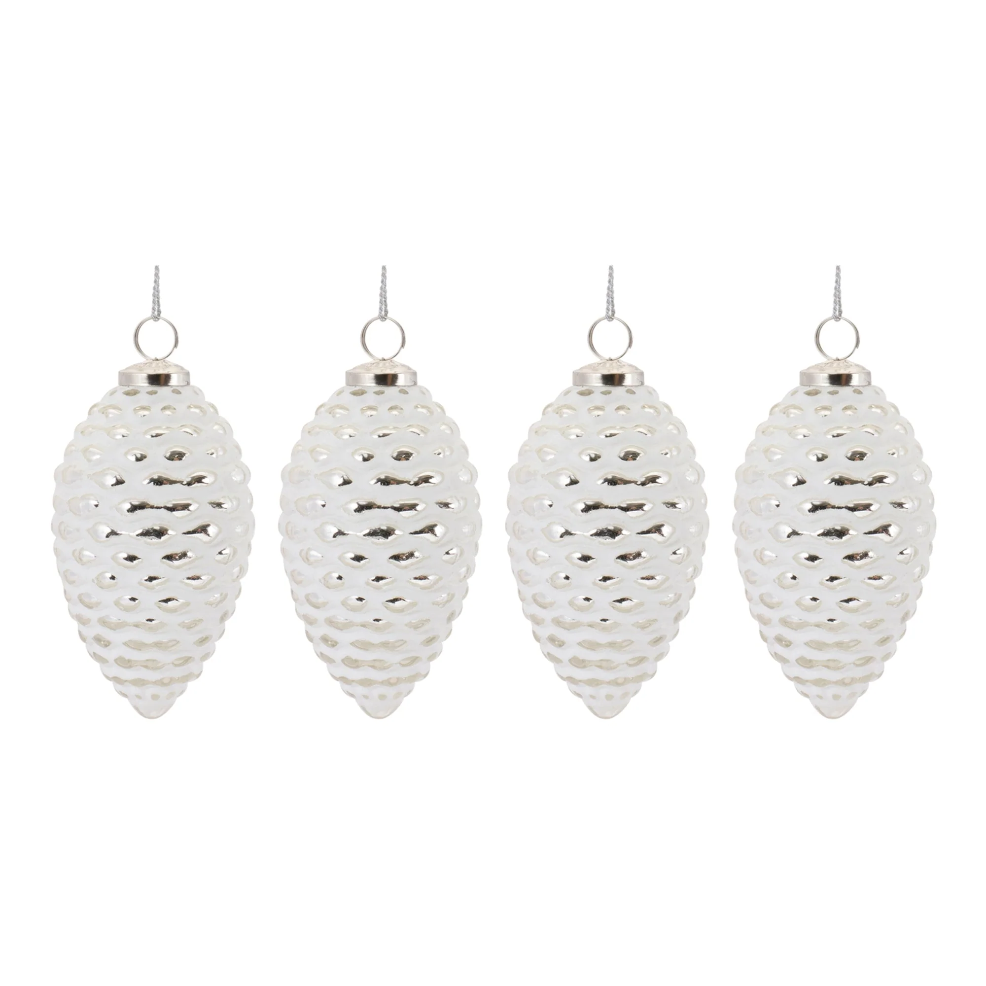 Frosted Glass Pinecone Ornament (Set of 4) - Image 3