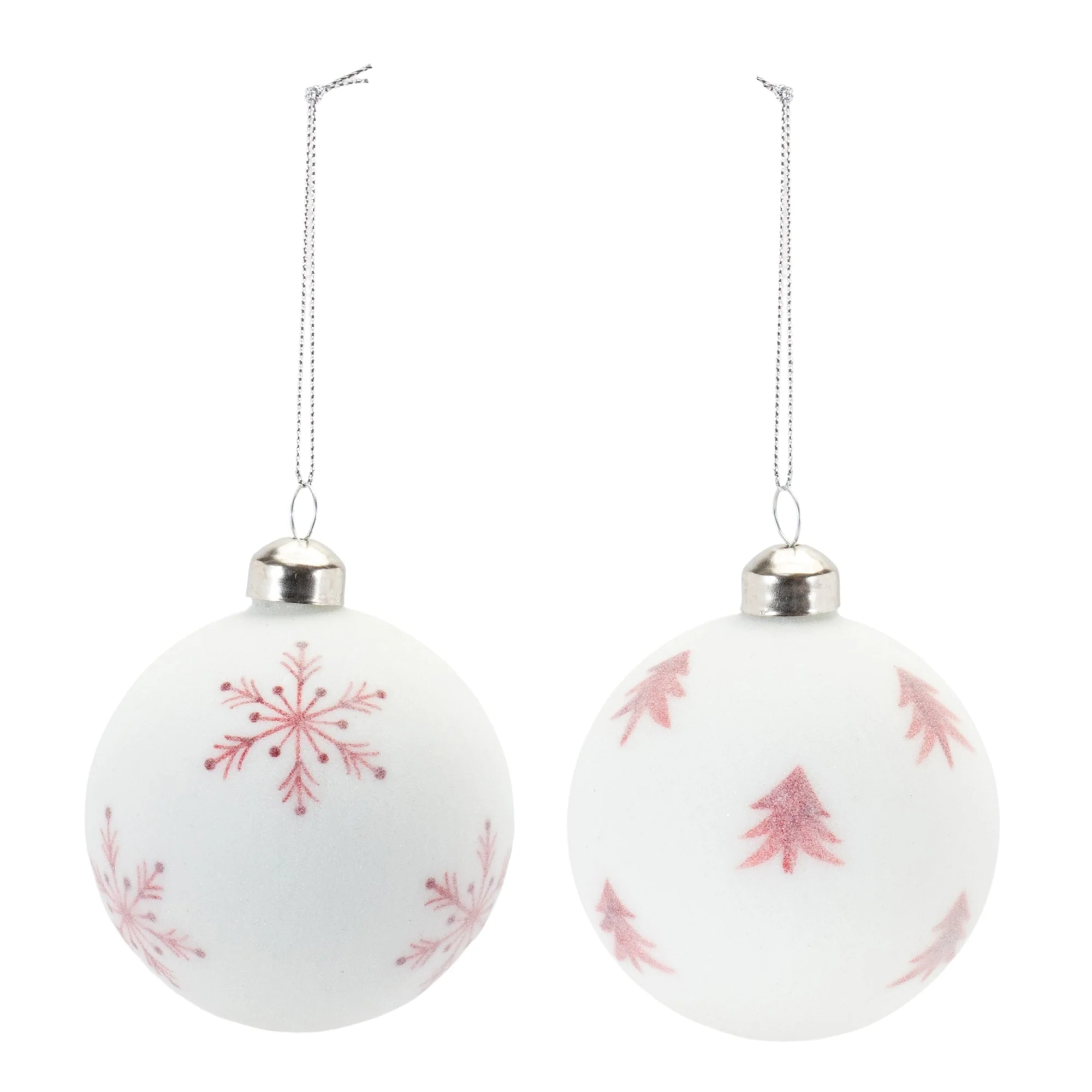 Frosted Snowflake and Tree Ball Ornament (Set of 12) - Image 2