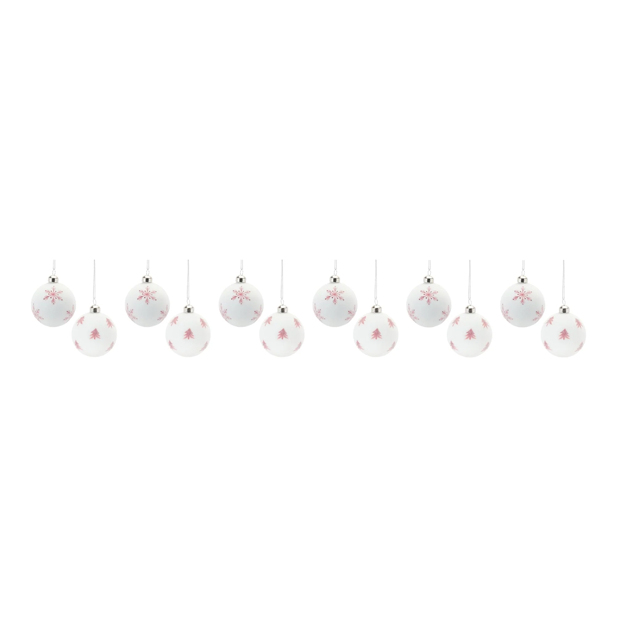 Frosted Snowflake and Tree Ball Ornament (Set of 12) - Image 3