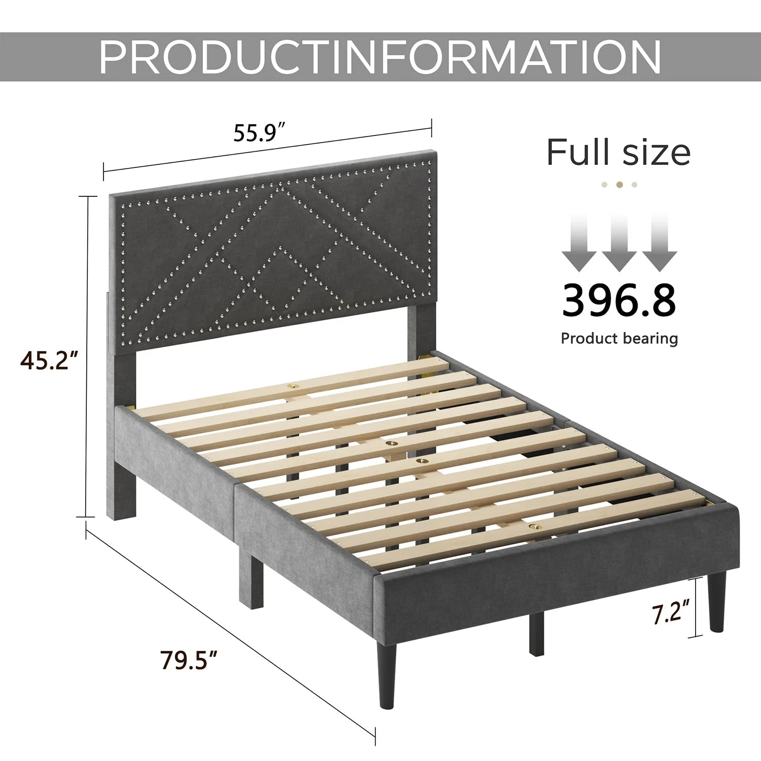 Full Bed Frame with Linen Storage Headboard - Image 5