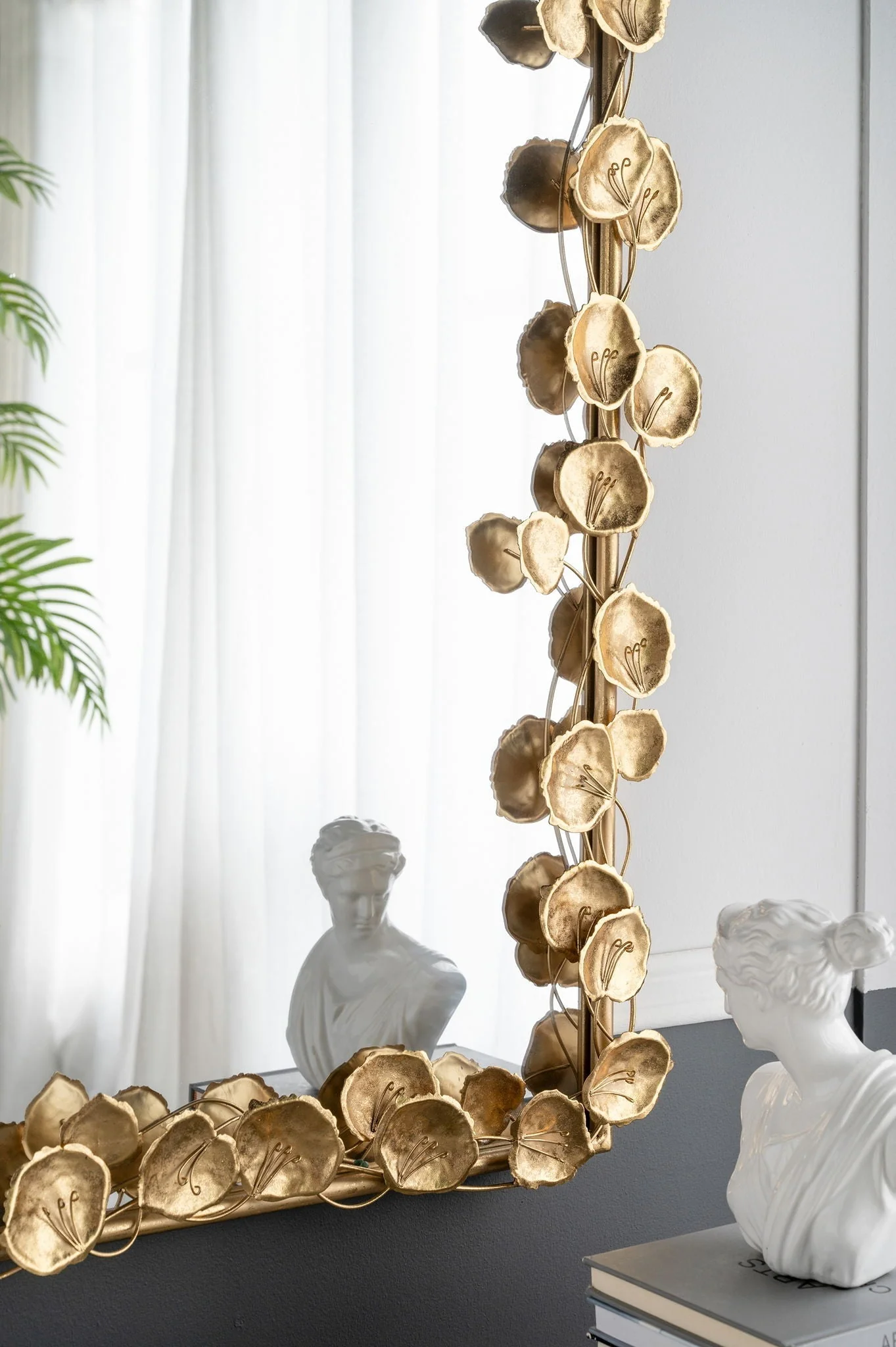Full Length Arched Wall Mirror With Gold Leaf Accents - Image 5