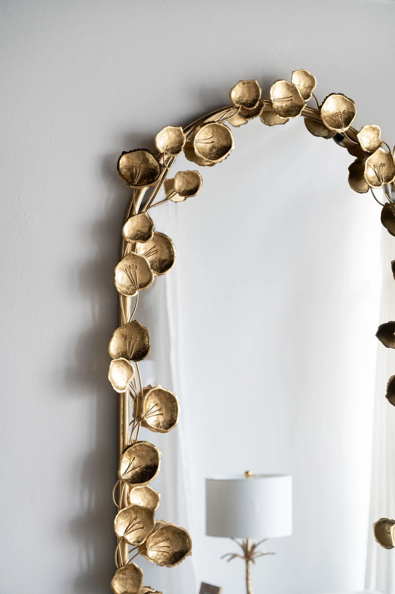 Full Length Arched Wall Mirror With Gold Leaf Accents - Image 8