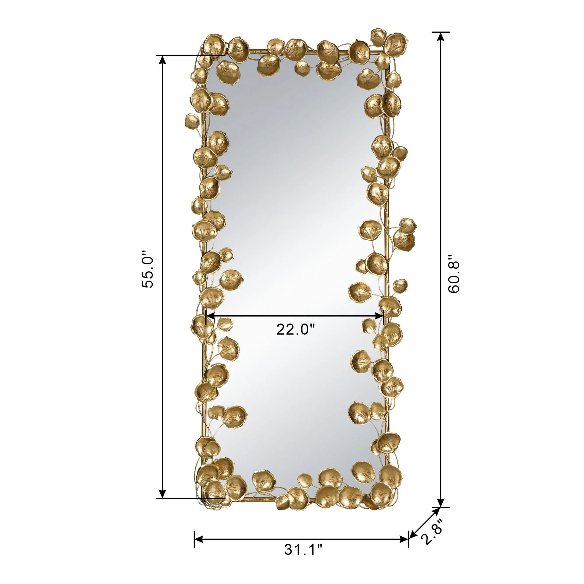 Full Length Mirror with Gold Leaf Accents - Image 4