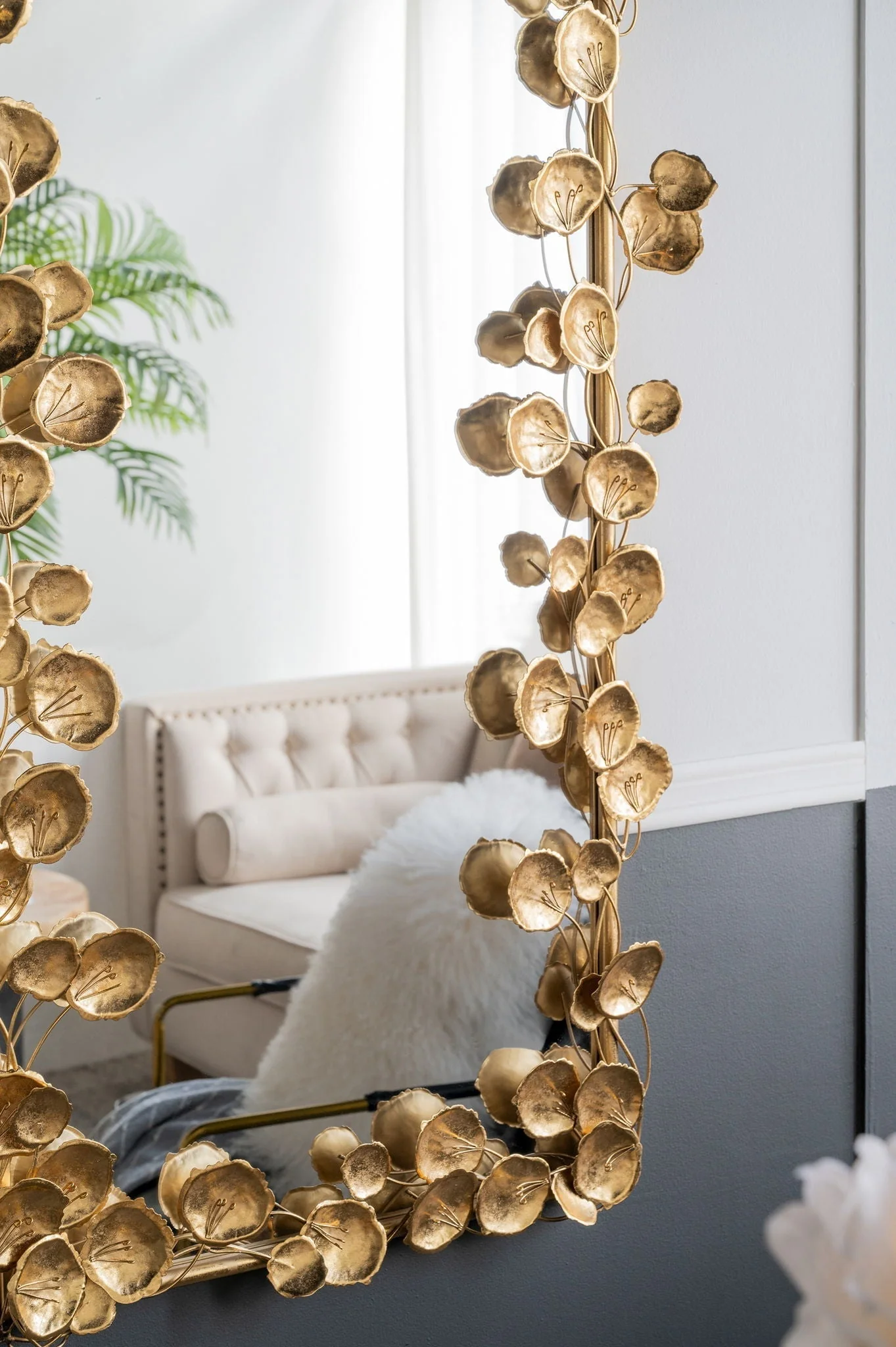 Full Length Mirror with Gold Leaf Accents - Image 6