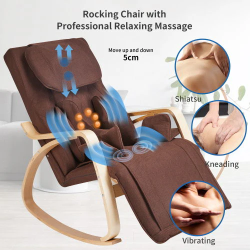 Full Massage Function Air Pressure Comfortable Relax Rocking Chair, Lounge Chair Relax Chair - Brown - Image 3