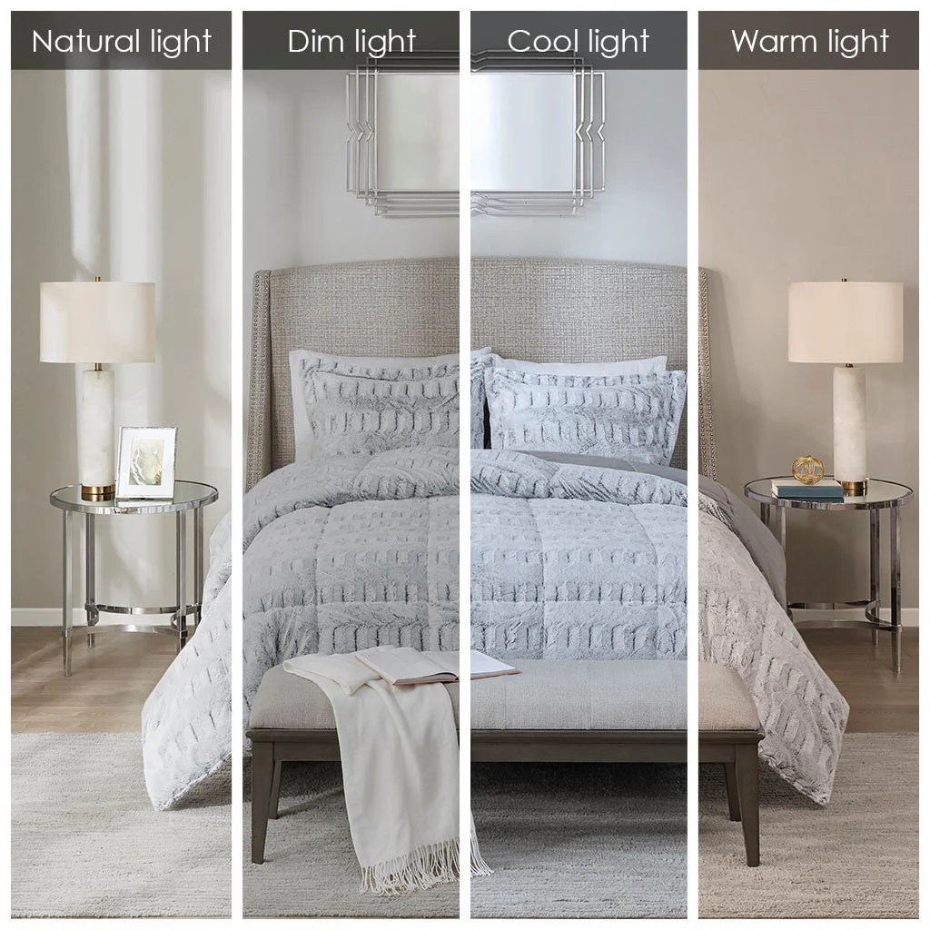 Full/Queen Back Print Long Fur Comforter Mini Set - Image 7