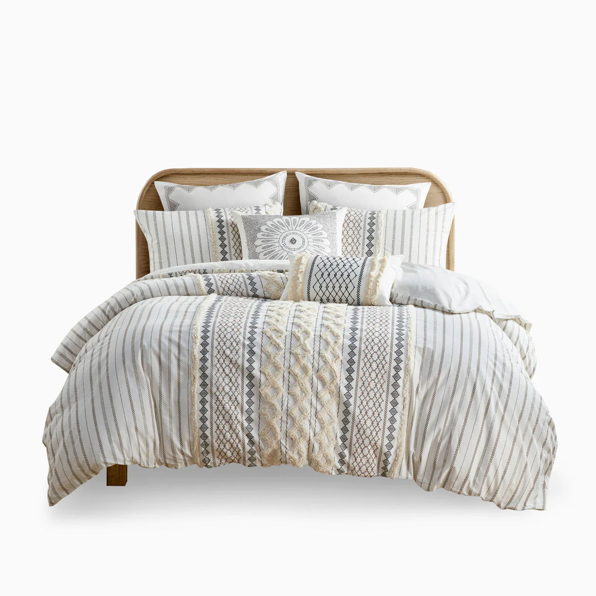 Full/Queen Cotton Printed Duvet Cover Set with Chenille - Image 11