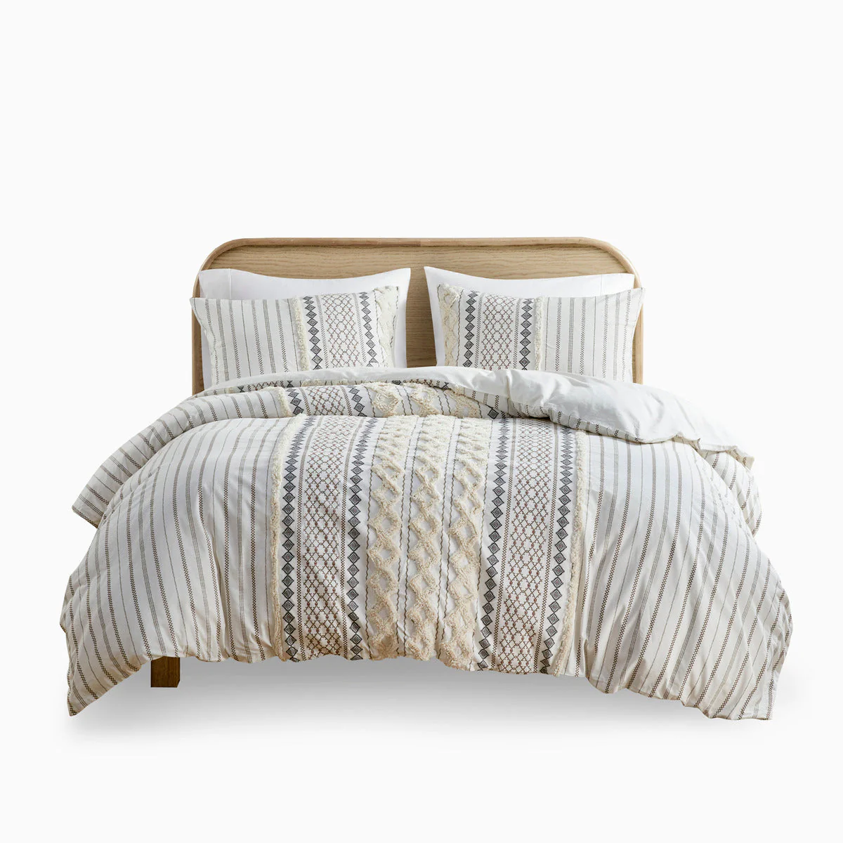 Full/Queen Cotton Printed Duvet Cover Set with Chenille - Image 17