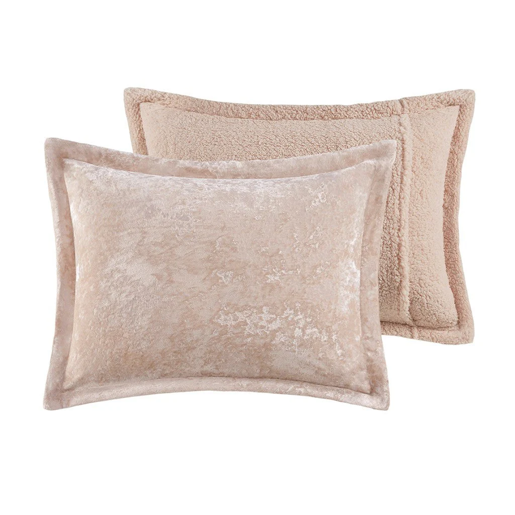 Full/Queen Crushed Velvet Sherpa Reversible Comforter Set - Image 3