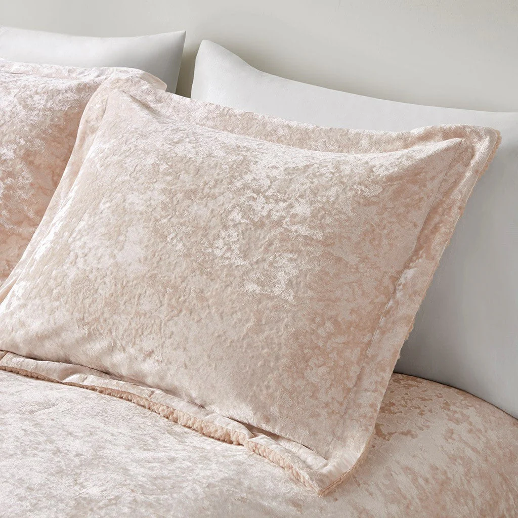 Full/Queen Crushed Velvet Sherpa Reversible Comforter Set - Image 8