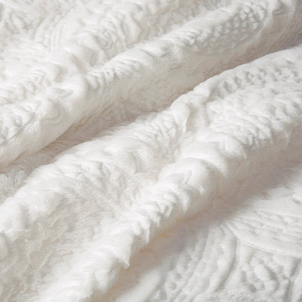 Full/Queen Embroidered Medallion Faux Fur Ultra Plush Comforter Mini Set - Image 6