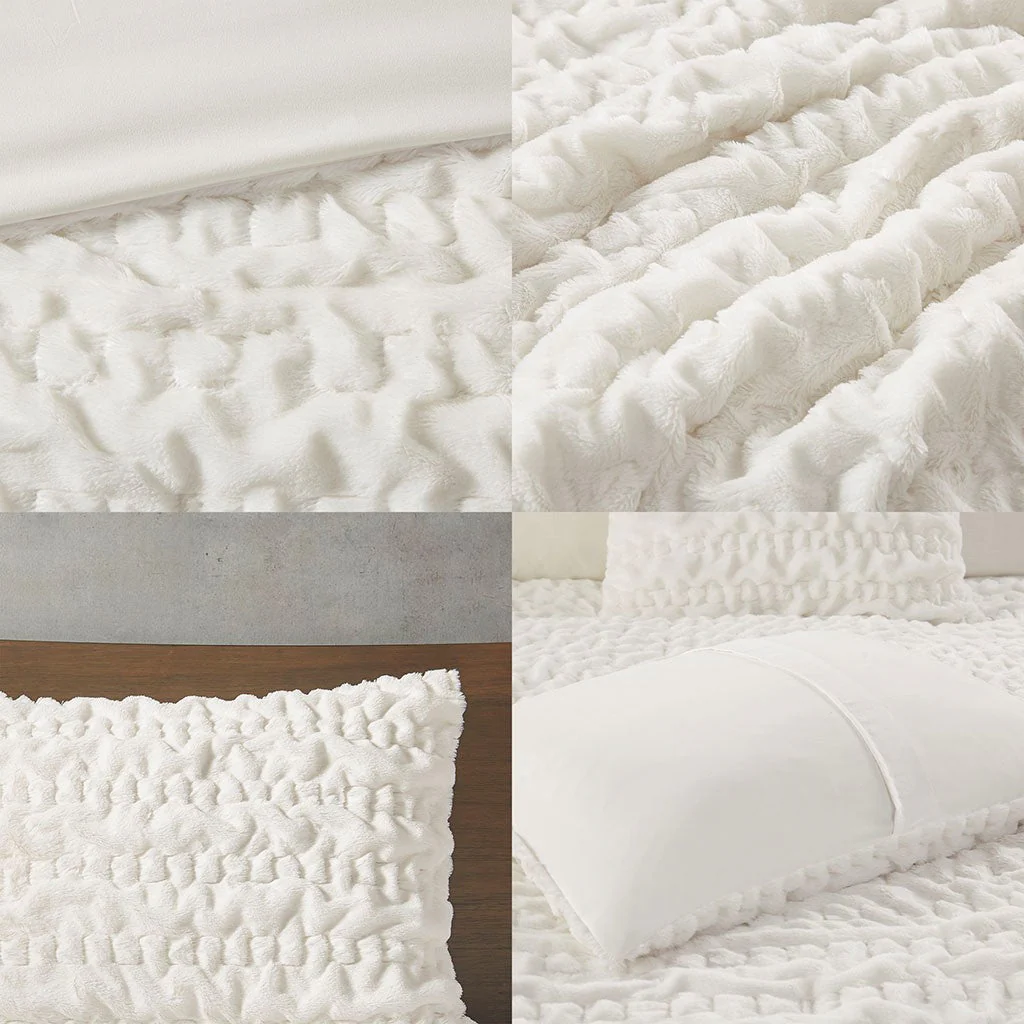 Full/Queen Ruched Fur Down Alternative Comforter Set - Image 4