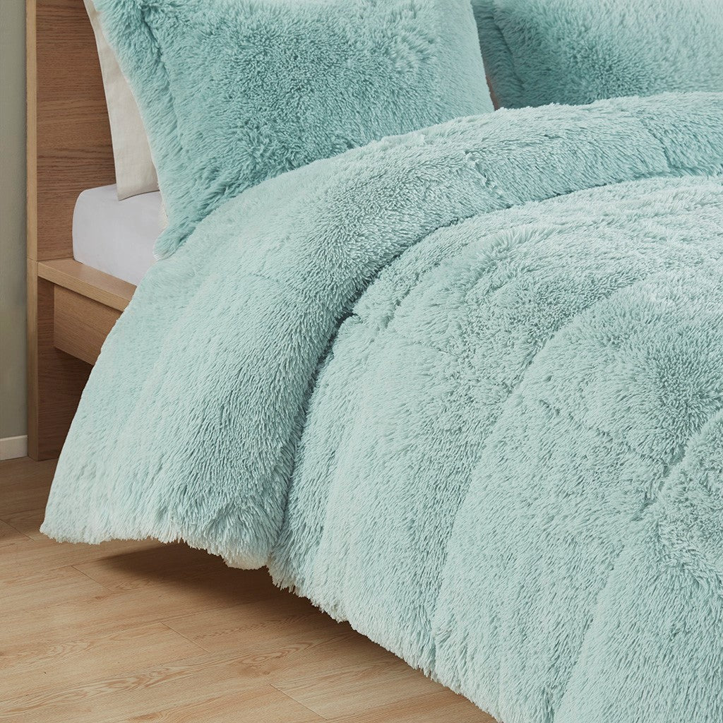Full/Queen Shaggy Long Fur Comforter Mini Set - Image 2