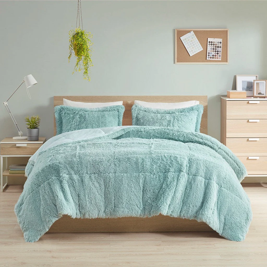 Full/Queen Shaggy Long Fur Comforter Mini Set - Image 3