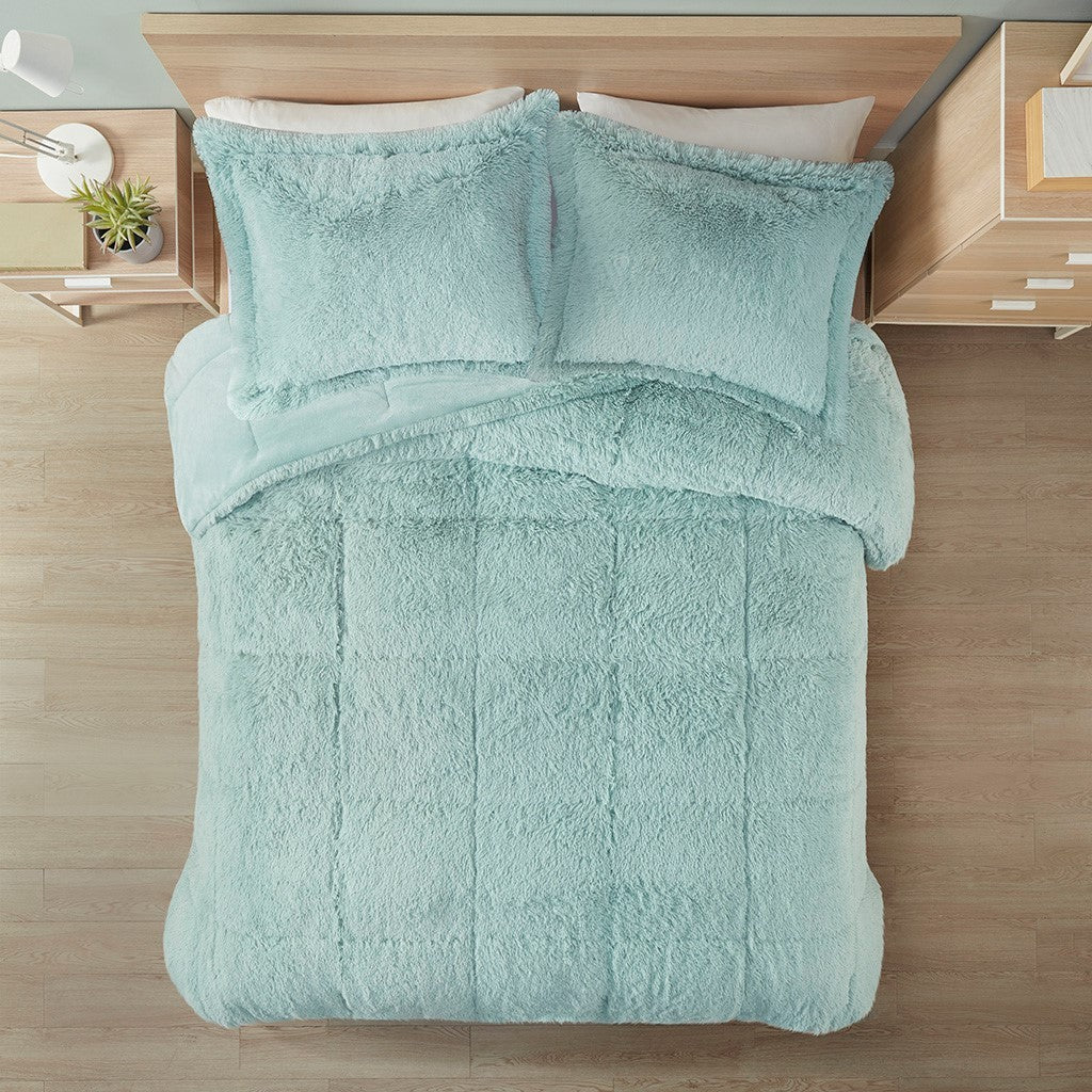 Full/Queen Shaggy Long Fur Comforter Mini Set - Image 4