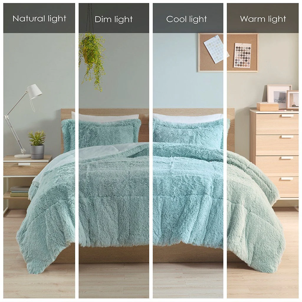 Full/Queen Shaggy Long Fur Comforter Mini Set - Image 7