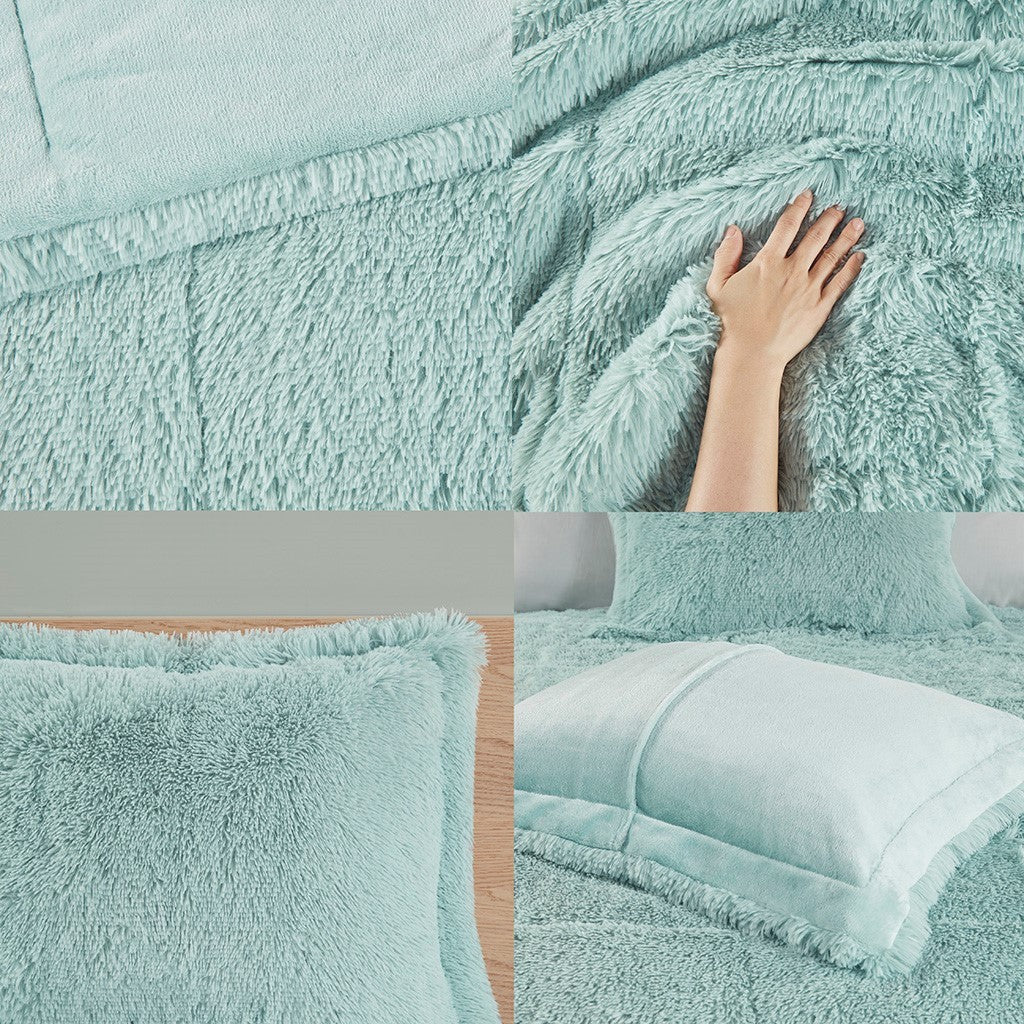 Full/Queen Shaggy Long Fur Comforter Mini Set - Image 8
