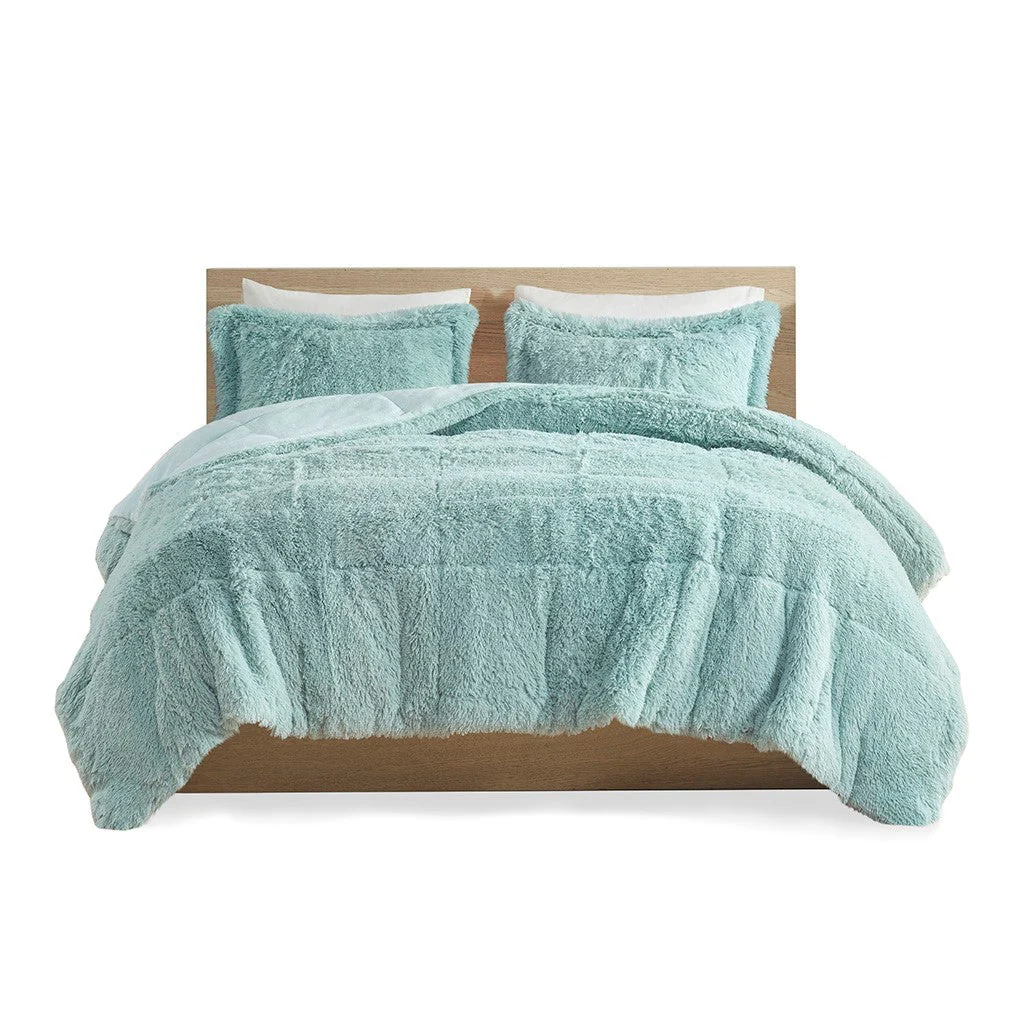 Full/Queen Shaggy Long Fur Comforter Mini Set - Image 9