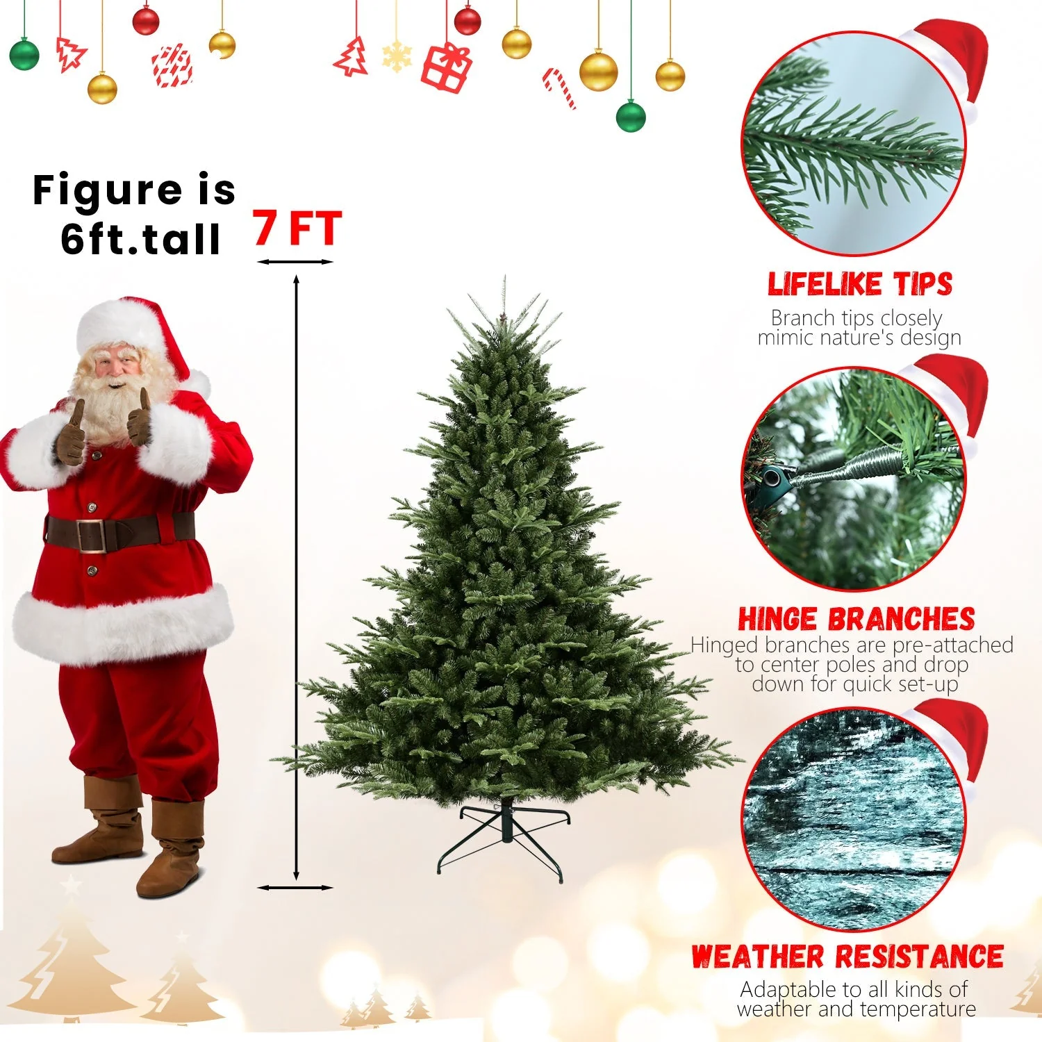 Full-Shaped 6 Ft Christmas Tree with 1673 PE/PVC Tips - Image 10