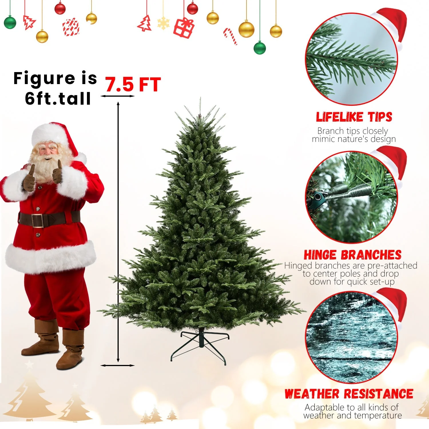 Full-Shaped 6 Ft Christmas Tree with 1673 PE/PVC Tips - Image 11