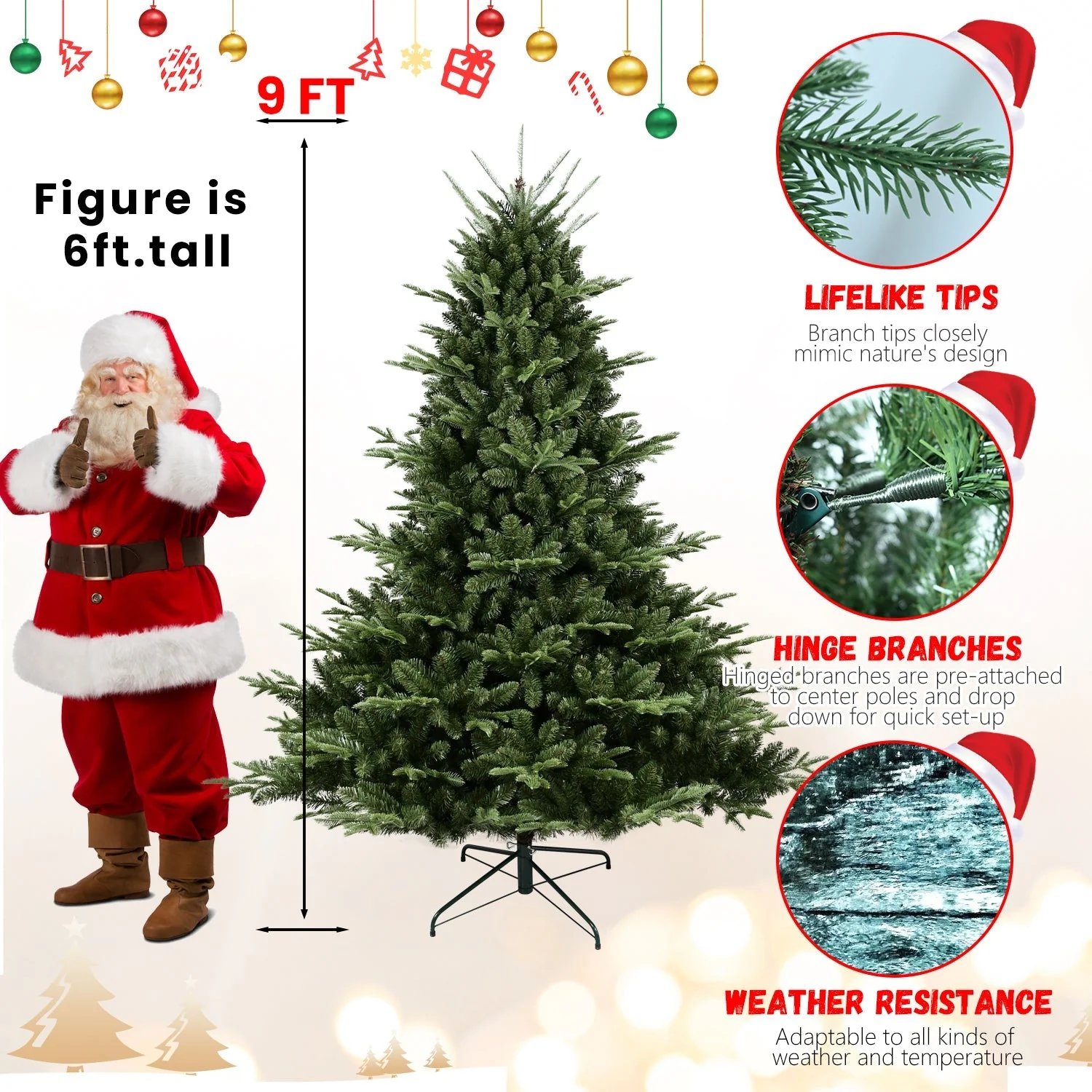 Full-Shaped 6 Ft Christmas Tree with 1673 PE/PVC Tips - Image 13