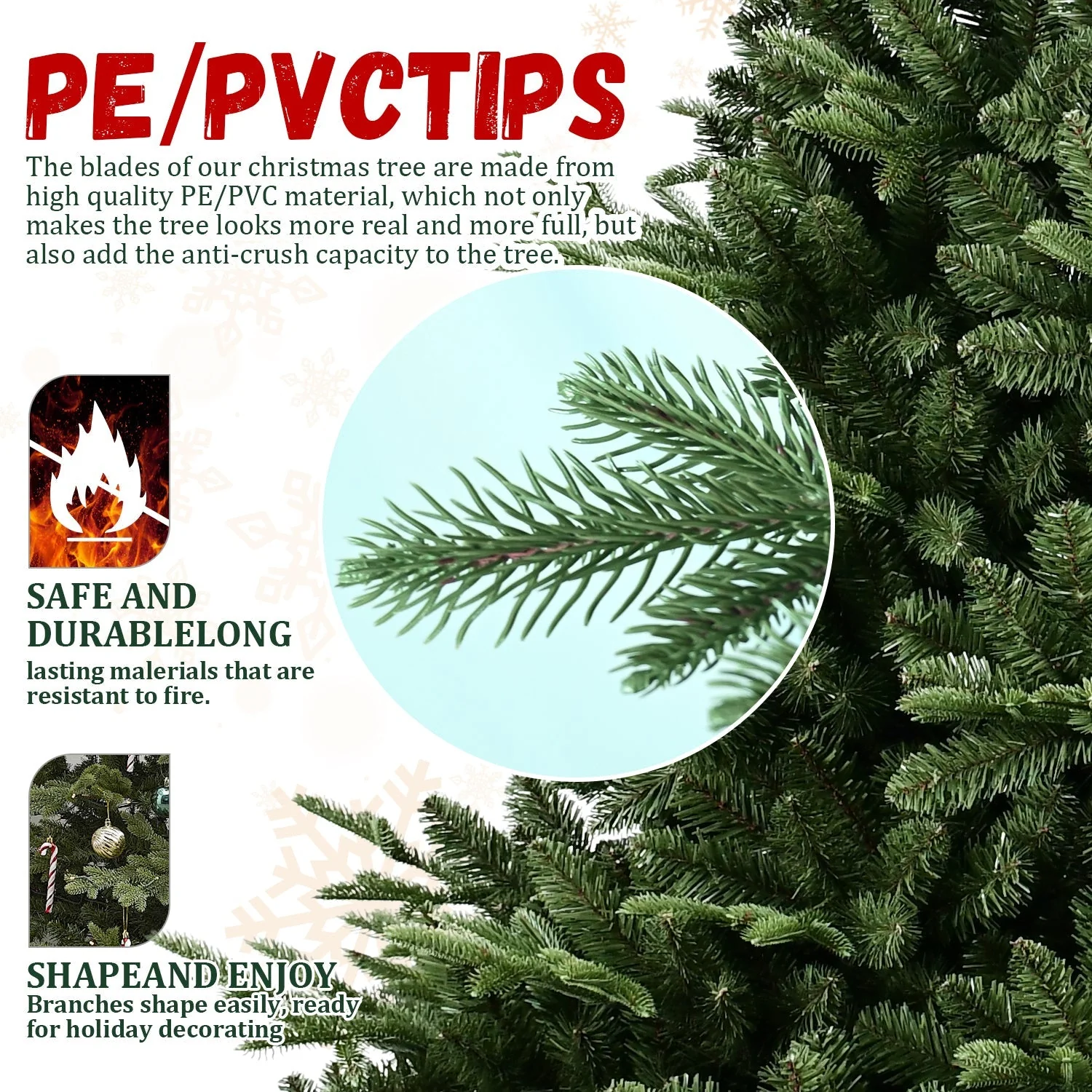 Full-Shaped 6 Ft Christmas Tree with 1673 PE/PVC Tips - Image 2