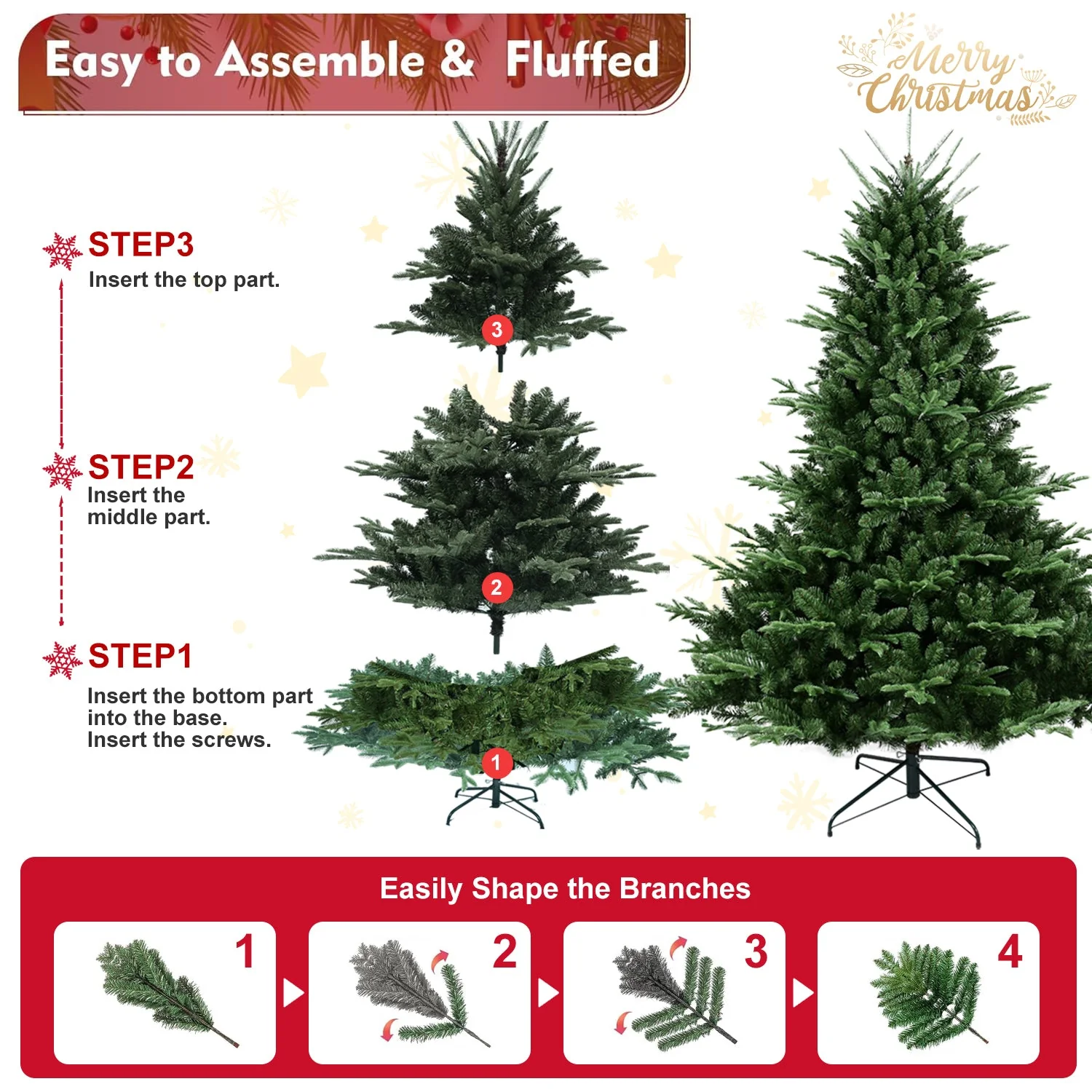 Full-Shaped 6 Ft Christmas Tree with 1673 PE/PVC Tips - Image 4