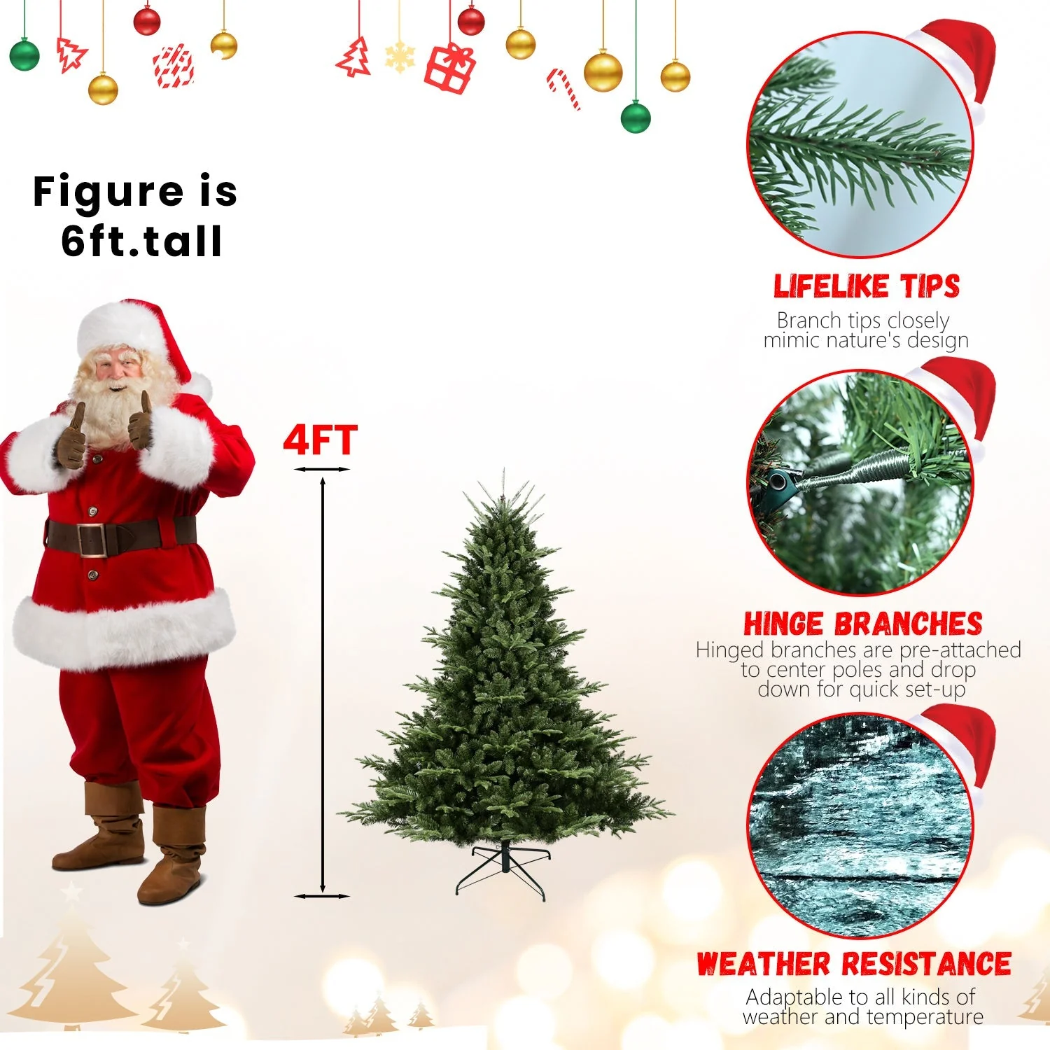 Full-Shaped 6 Ft Christmas Tree with 1673 PE/PVC Tips - Image 7