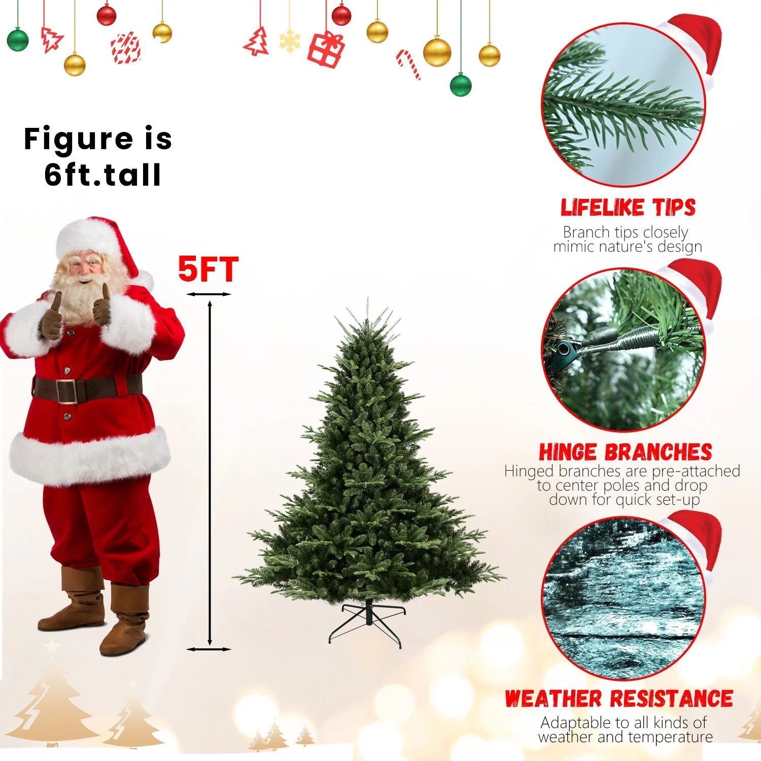 Full-Shaped 6 Ft Christmas Tree with 1673 PE/PVC Tips - Image 8