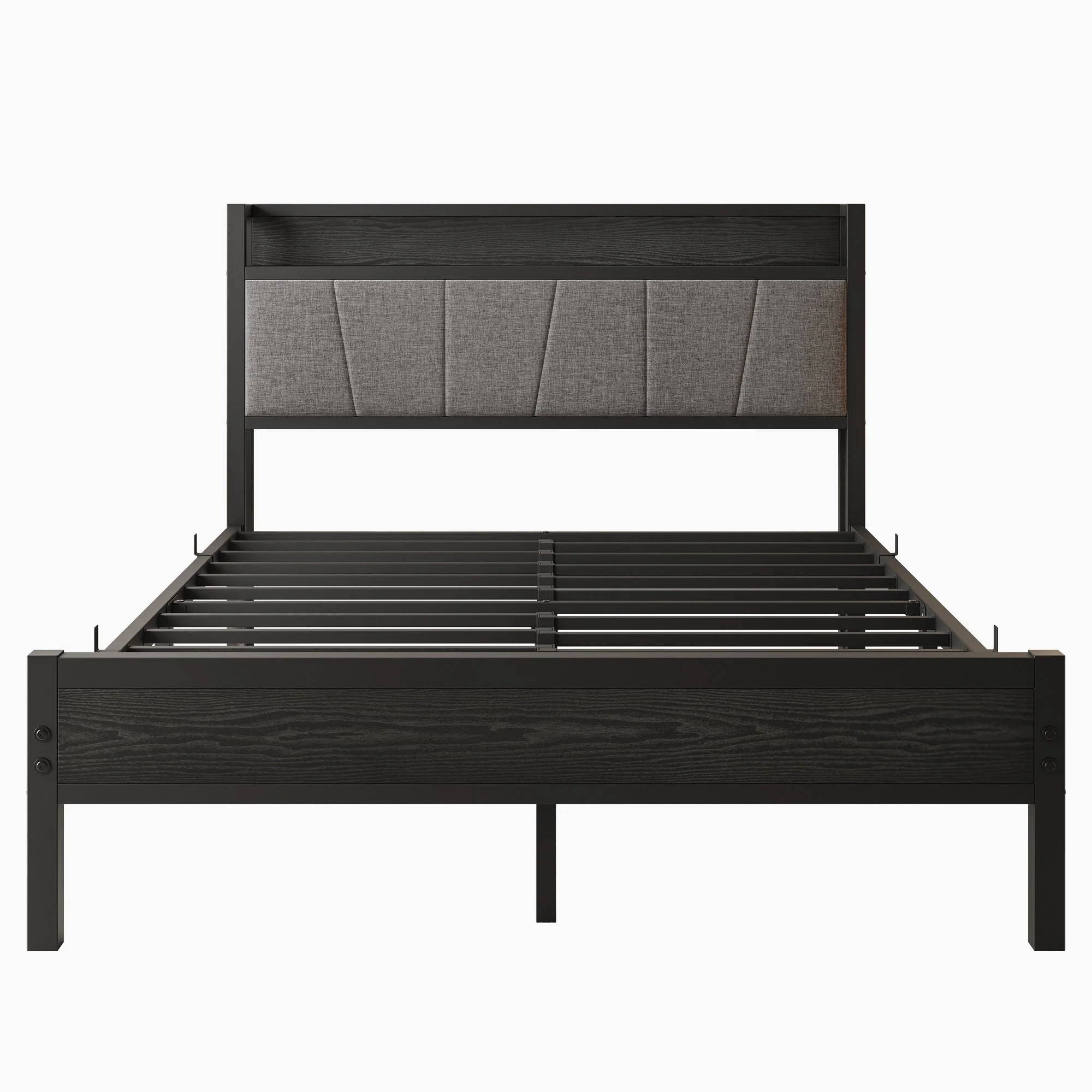 Full Size Bed Frame Storage Headboard with Charging Station - Image 10