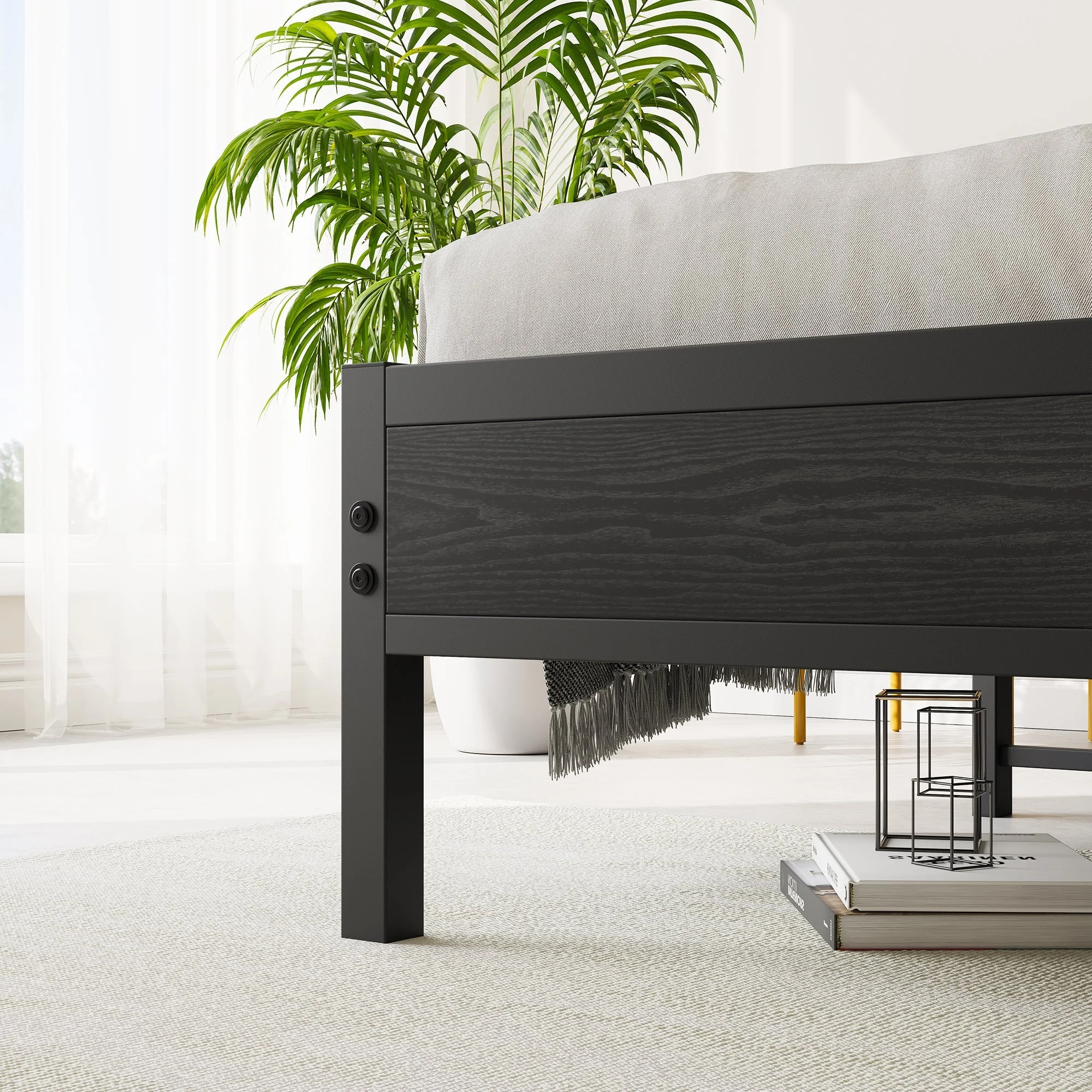 Full Size Bed Frame Storage Headboard with Charging Station - Image 13